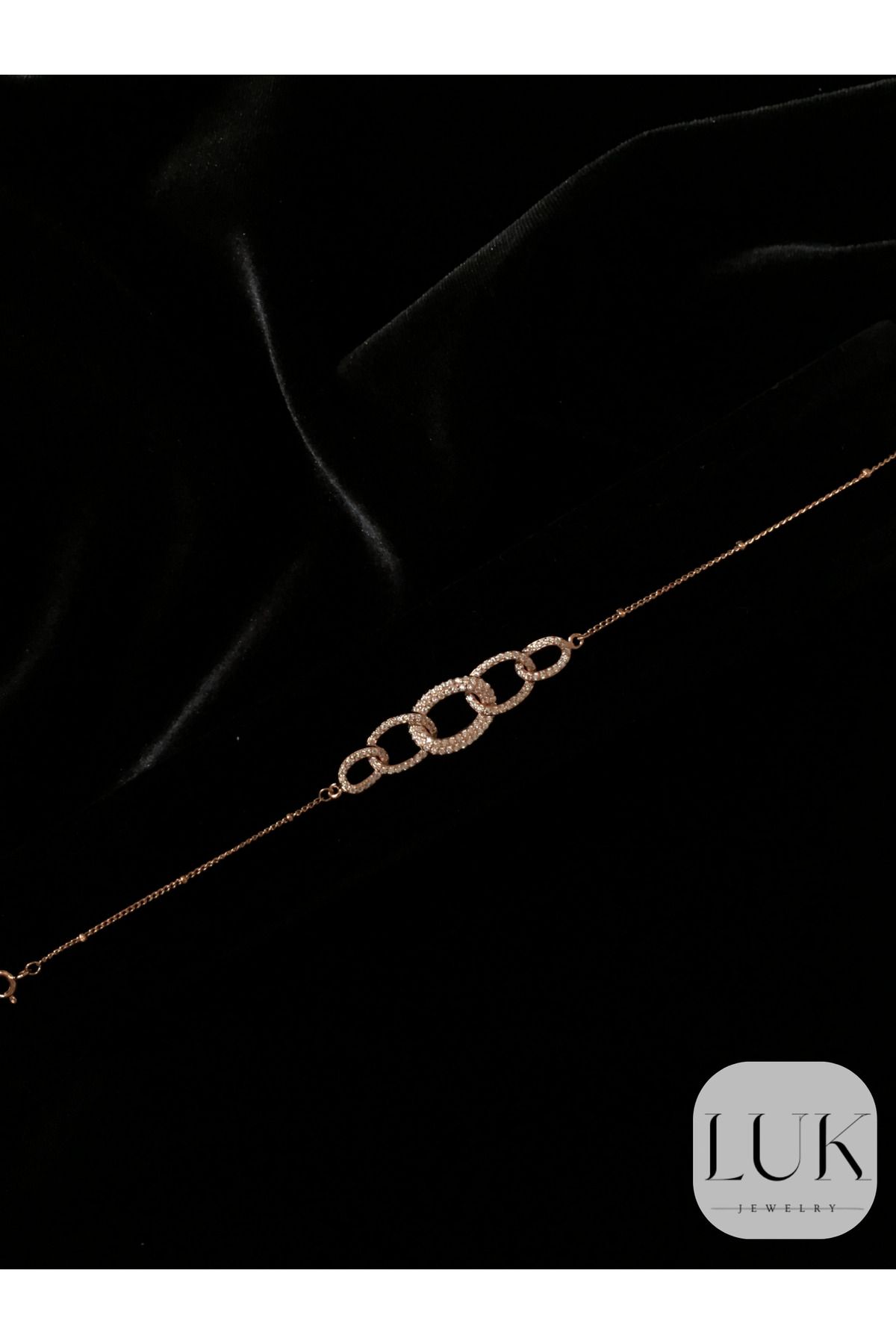 LUK JEWELRY 925 AYAR TAŞLI ROSE GOLD ZİNCİR BİLEKLİK