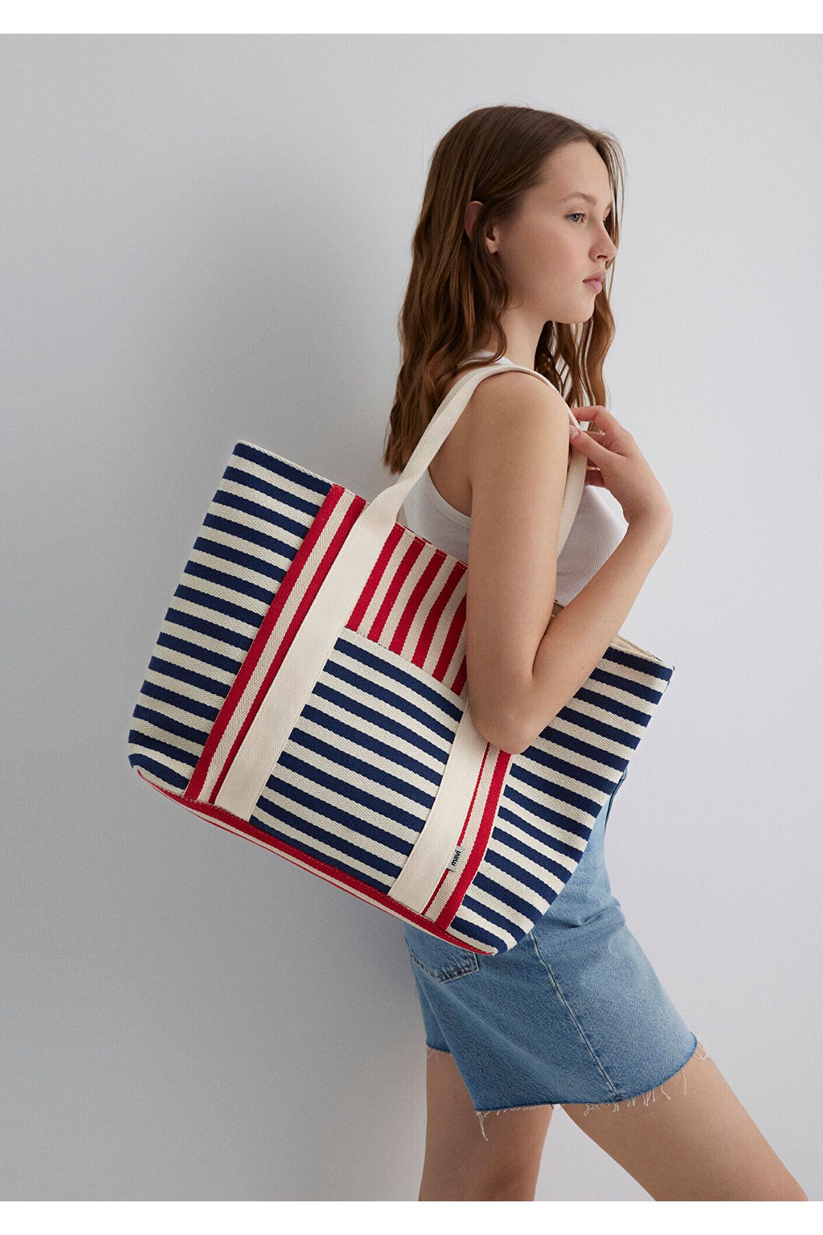 Mavi Torba Plażowa - W Paski, Model -83077 Kobieta - One Size