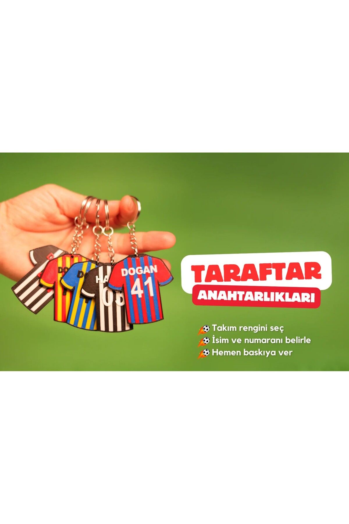 TUBESSA 3D Kişiye Özel Taraftar Anahtarlık