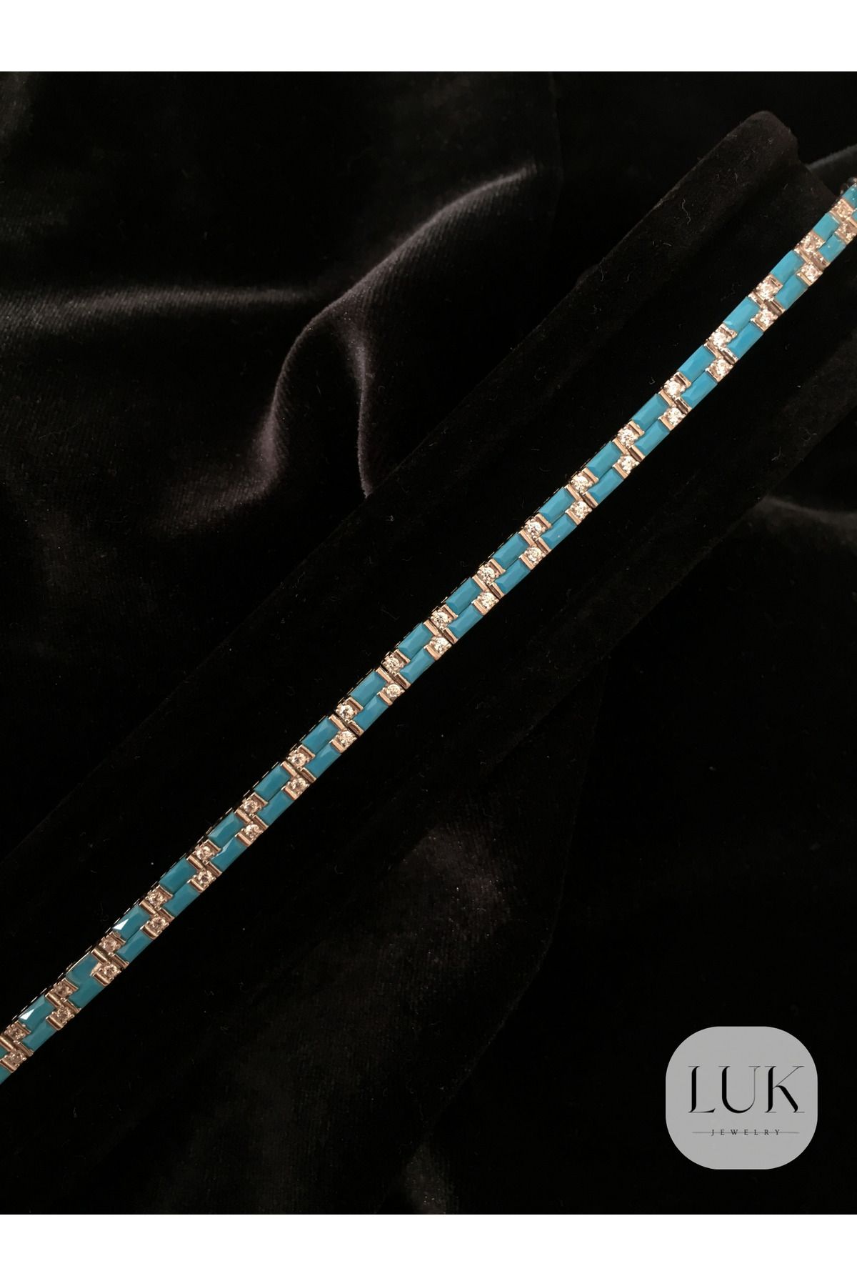 LUK JEWELRY 925 GÜMÜŞ MAVİ TAŞLI BAGET BİLEKLİK