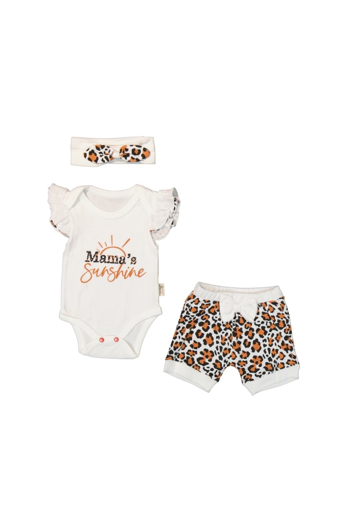 COŞAY Kız Bebek Leopar Desenli Sunshine 3'lü Yazlık Takım
