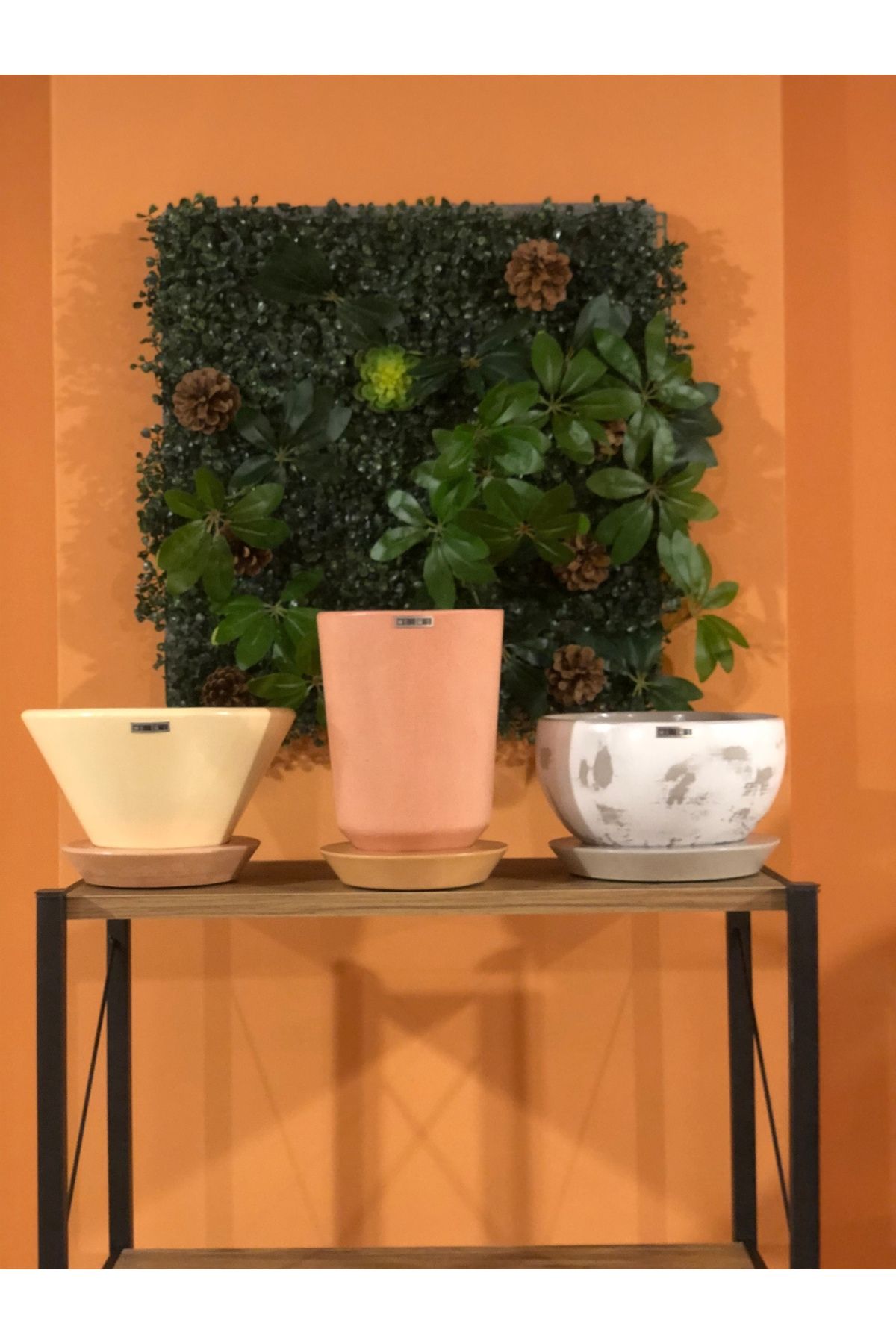 TRSPLASTİK Modern Tasarım , El Yapımı , 3 lü Set , Renkli Beton Saksı