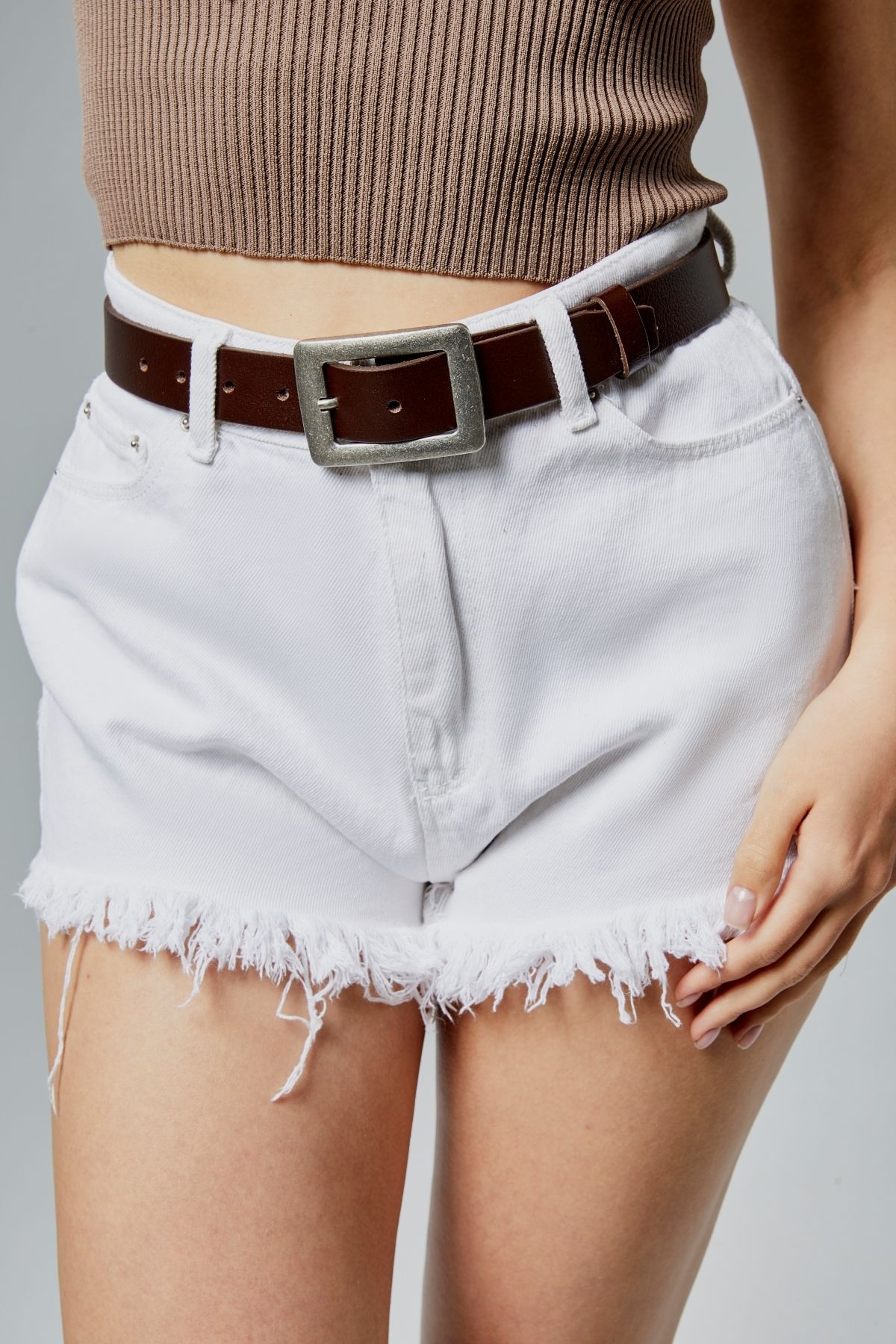 derikem %100 Hakiki Deri Antik Mat Gümüş Tokalı Kadın Kemeri 3cm