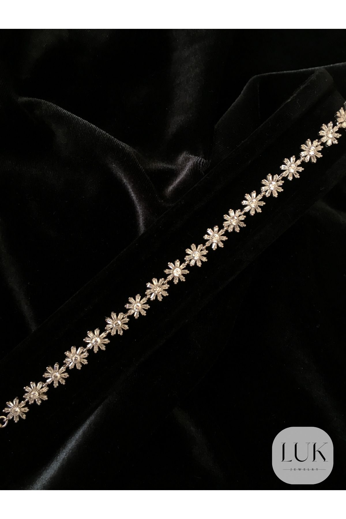 LUK JEWELRY 925 AYAR KALIN ÇİÇEK TAŞLI BİLEKLİK