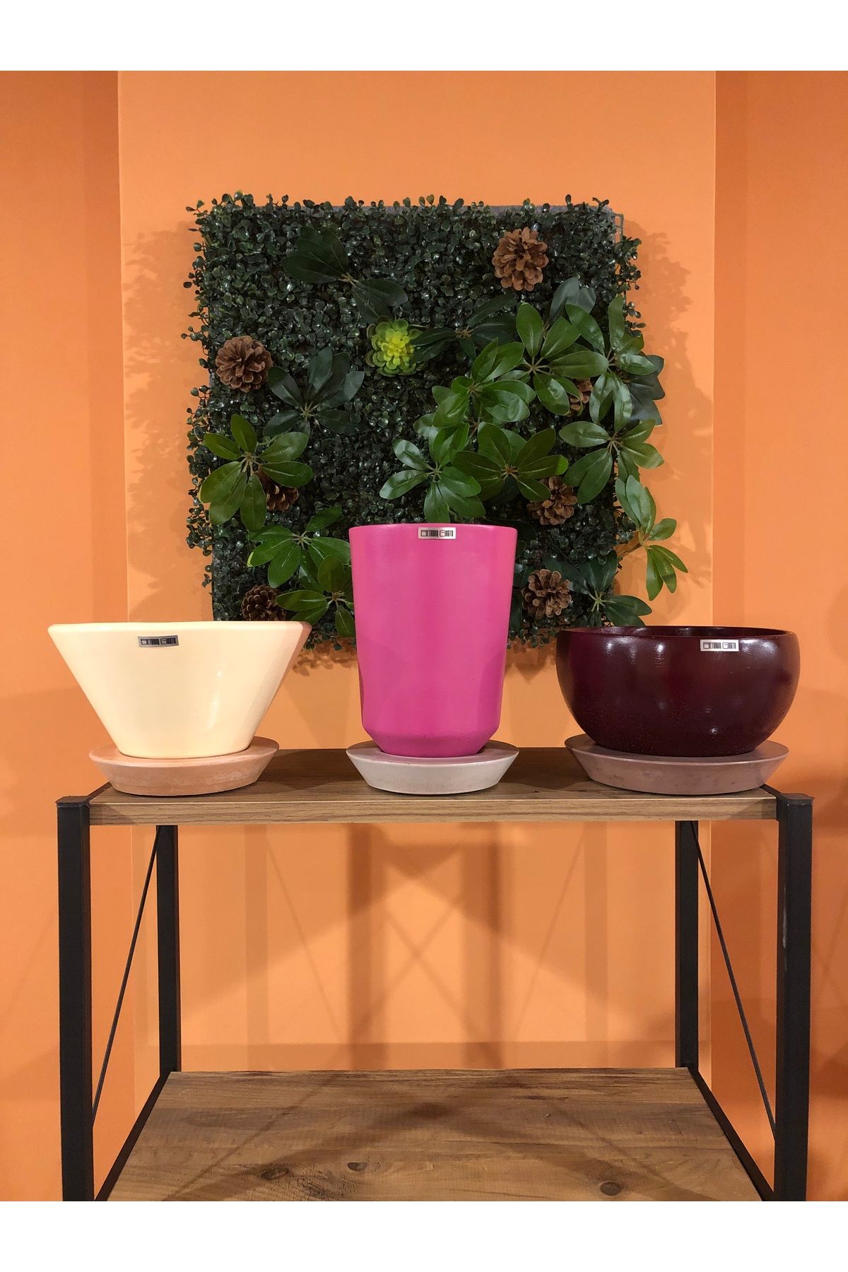 TRSPLASTİK Modern Tasarım , El Yapımı , 3 lü Set , Renkli Beton Saksı