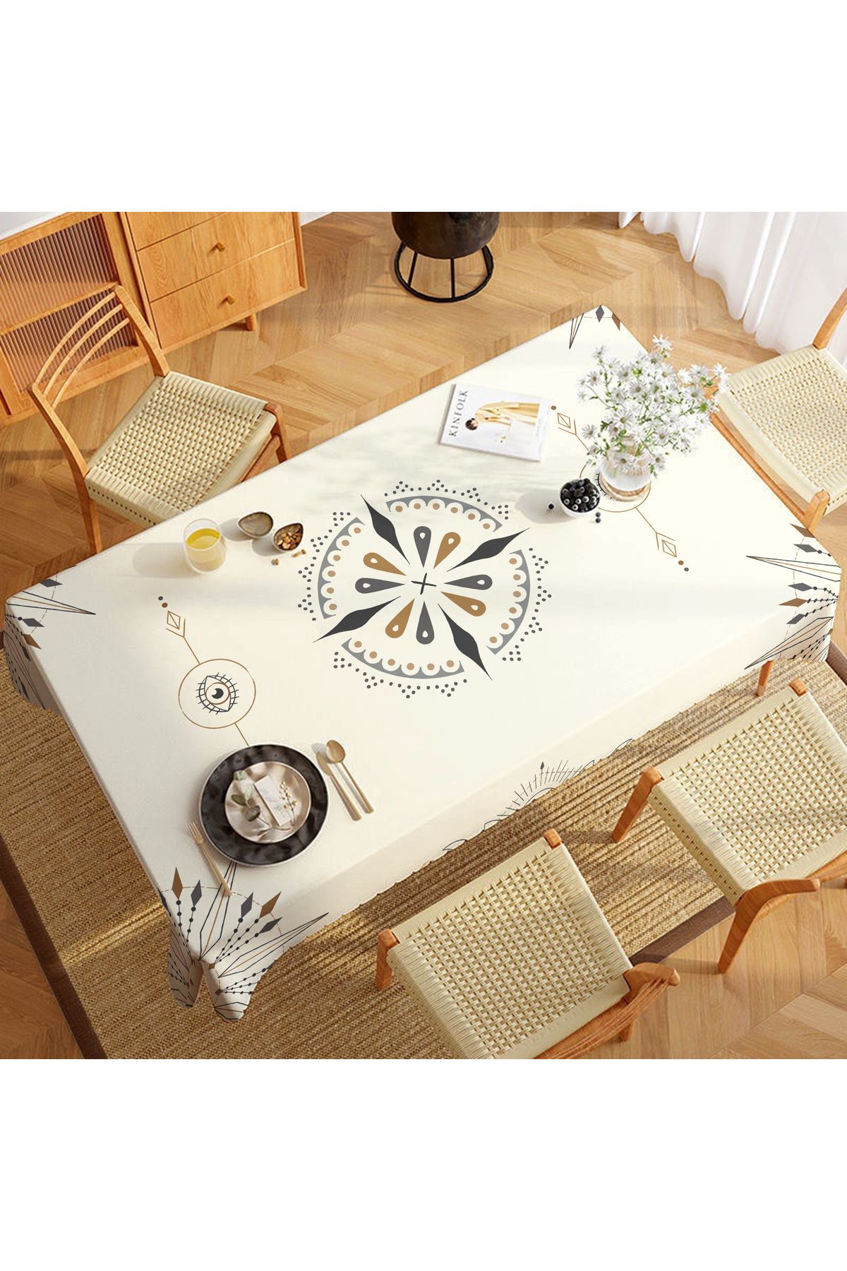 Rell Home Dertsiz Masa Örtüsü,Şantuk Kumaş,Leke Tutmayan Model