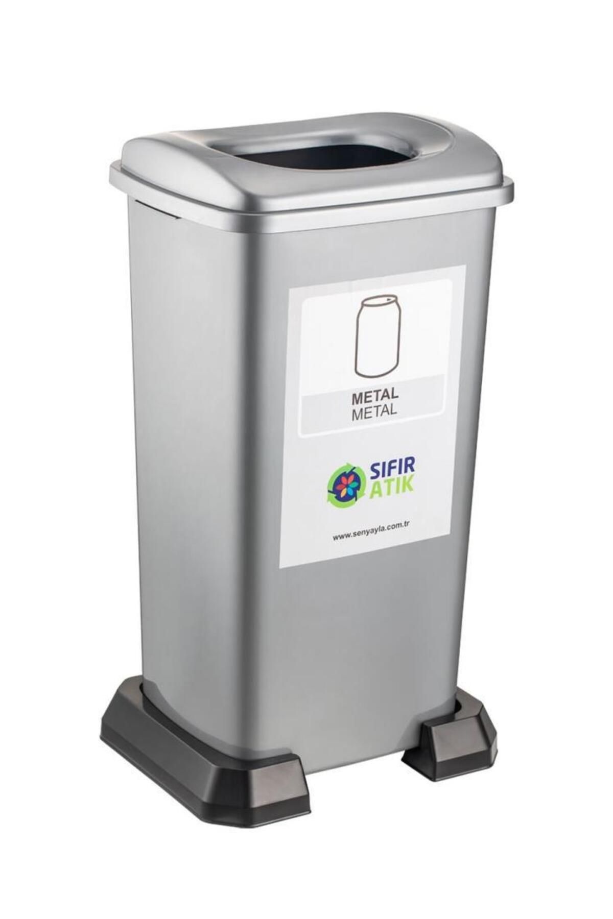 Omnipazar-Sy-4398 Coș de gunoi pentru reciclare a metalelor zero deșeuri 70 Lt Gri 1
