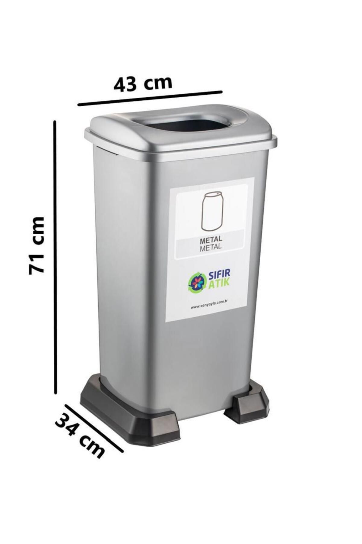 Omnipazar-Sy-4398 Coș de gunoi pentru reciclare a metalelor zero deșeuri 70 Lt Gri 2