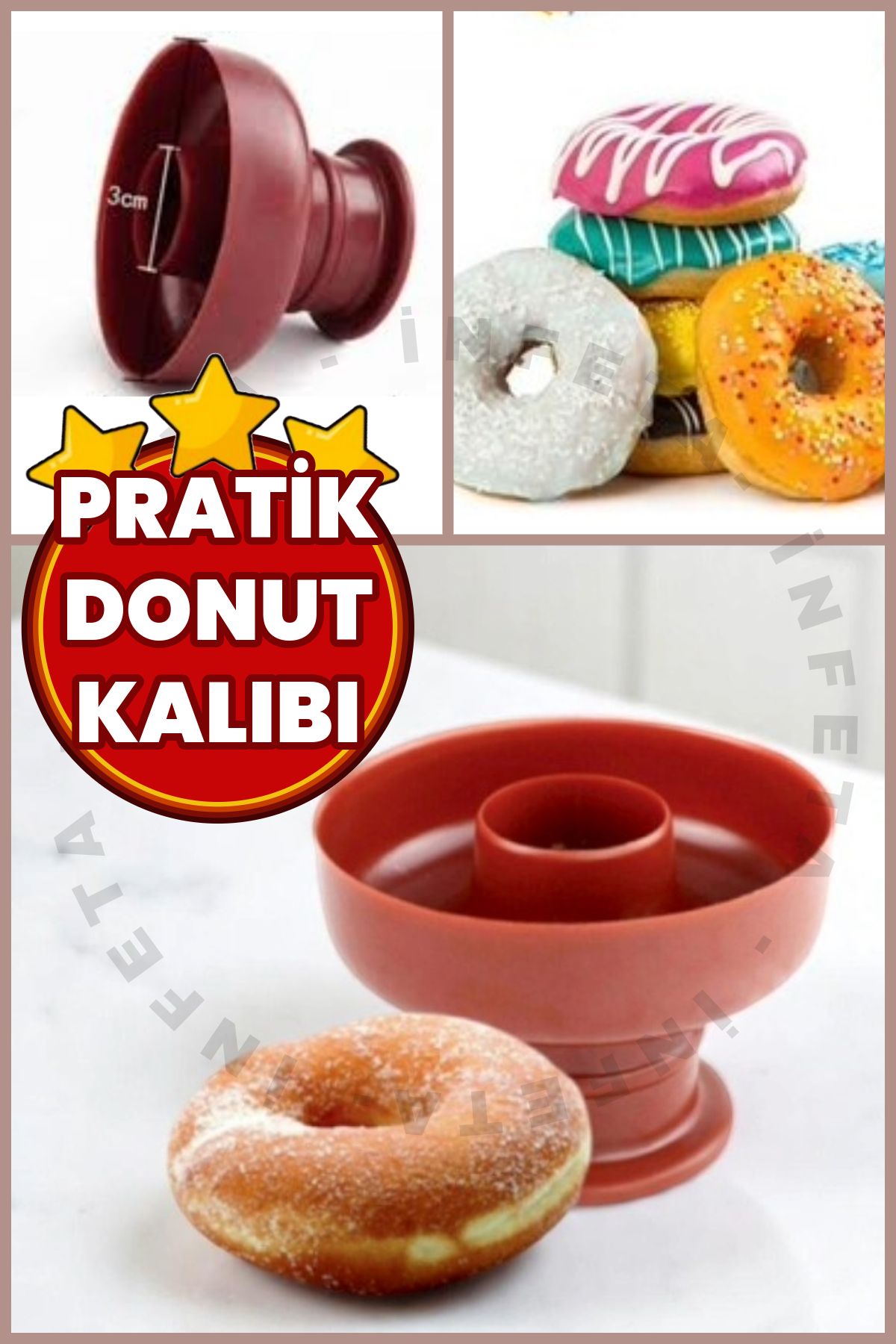 İnfeta Pratik Donut Kalıbı -Donut Hamuru Kesici Ve Şekillendirici Kalıp Aparat