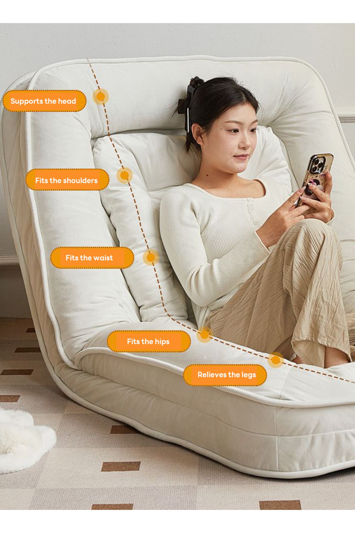 sharpdo-Modern Home Single Sofa, Can Lie down and Sleep, Reclining Tatami 5