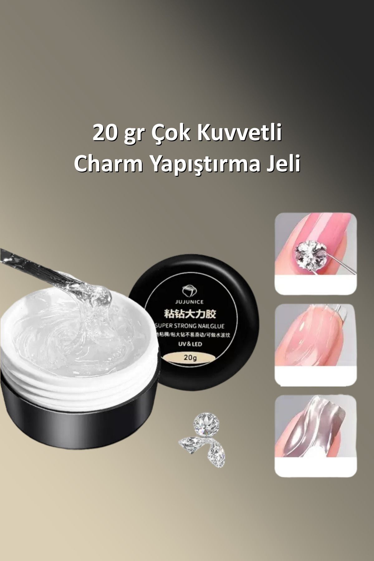 Easy Beauty Charm Yapıştırıcısı Ve Tırnak Süsleme Jeli Charm Yapıştırma Jeli Uv Işıkla Kullanılır 20ml