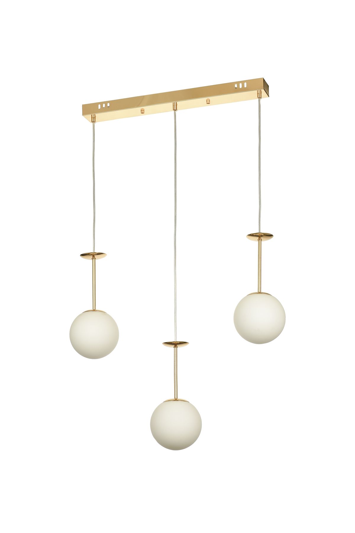 Avizemoda Pinza 3 lü Yemek Masası Üstü Beyaz Camlı Modern Sarkıt Avize - (Gold Kaplama)