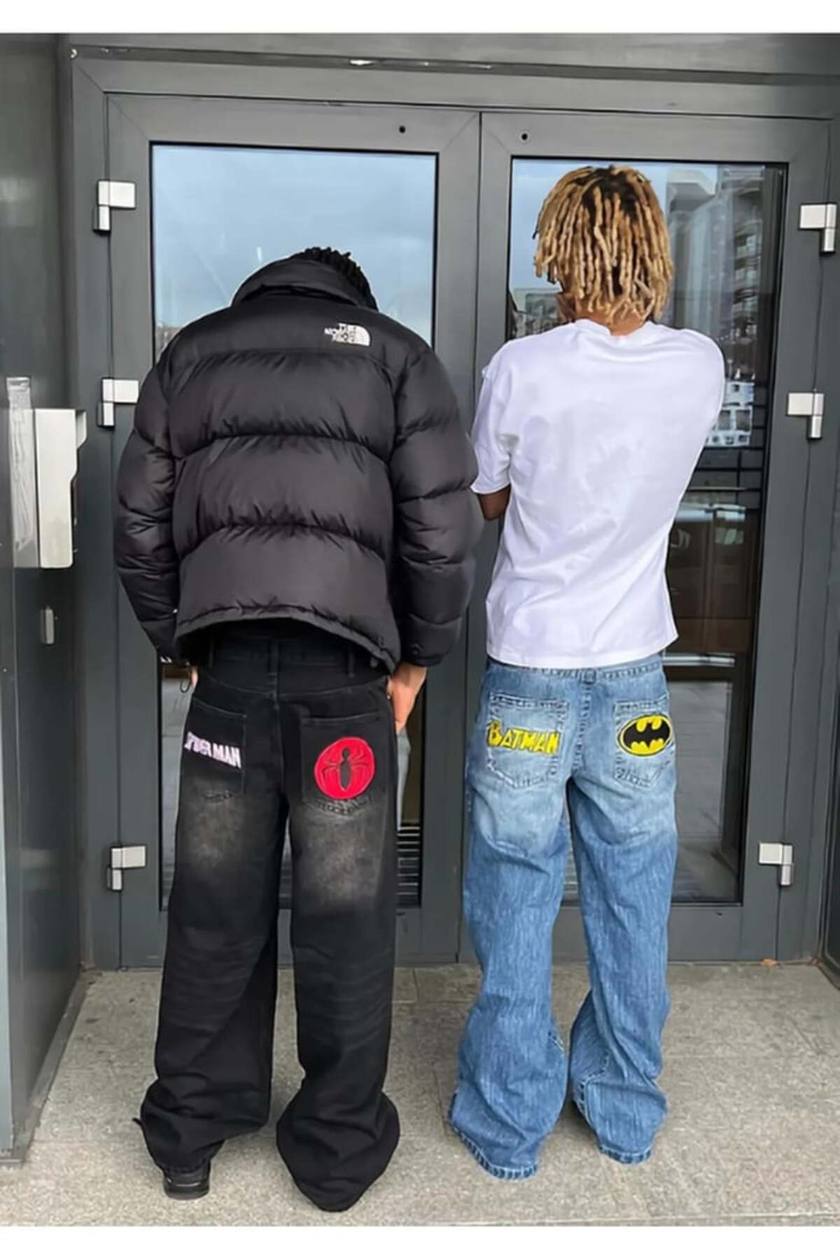 Karakedi  Nakışlı Spider Man Retro Siyah Baggy Kot Pantolon - Görsel 4