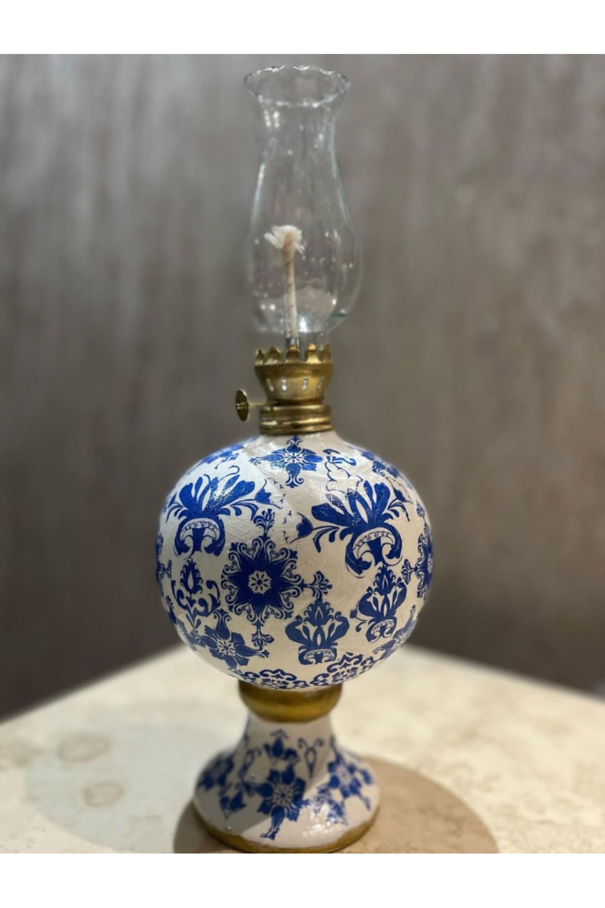 Zahide Design Seramik Gövdeli Dekoratif Mavi Lamba