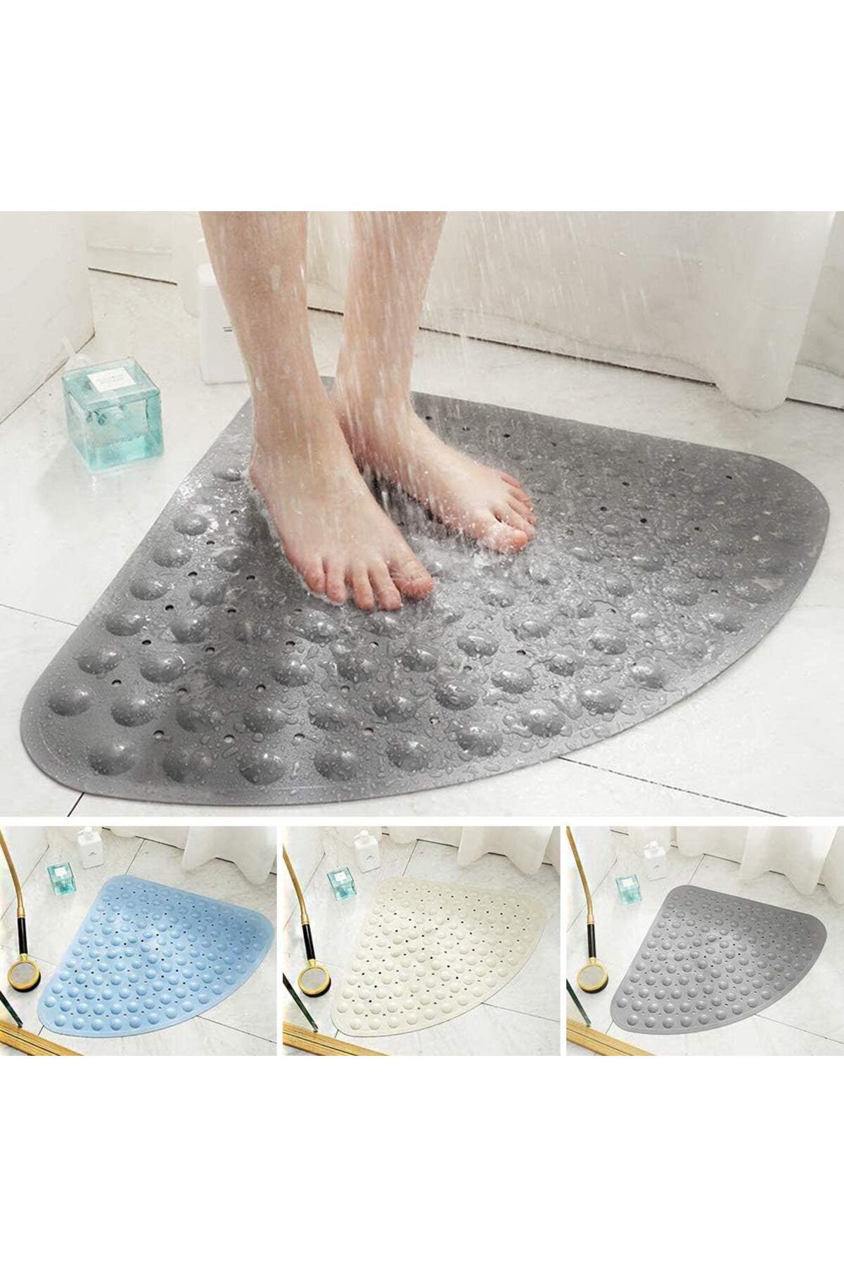Sea Home Rahat Banyo Paspası Yelpaze Köşe Vantuzlu Gider Delikli Duş Ve Küvet Için 54x54 Cm M-162