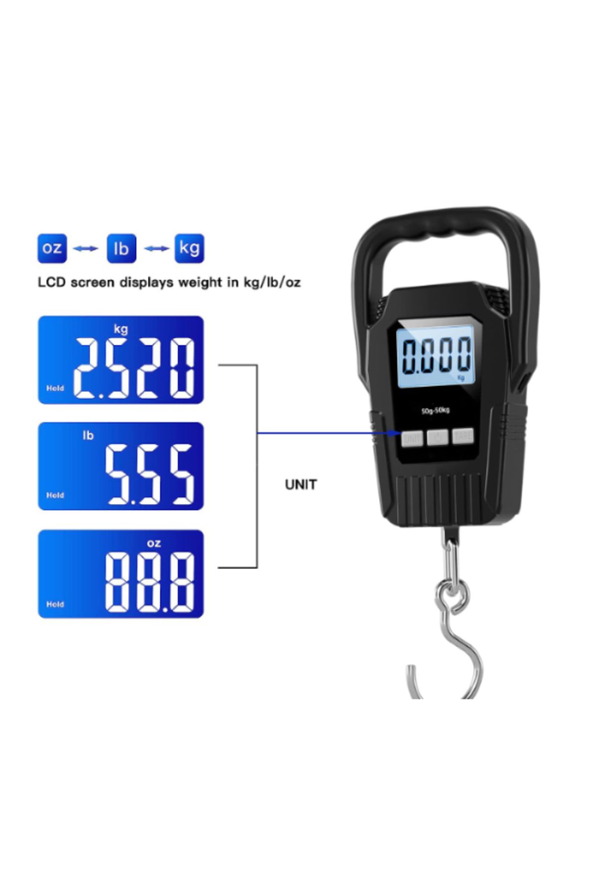 MACON-Scale 110 Lb/50 Kg Luggage Scale, Upgrade Large Handle & Backlit Lcd Display 2