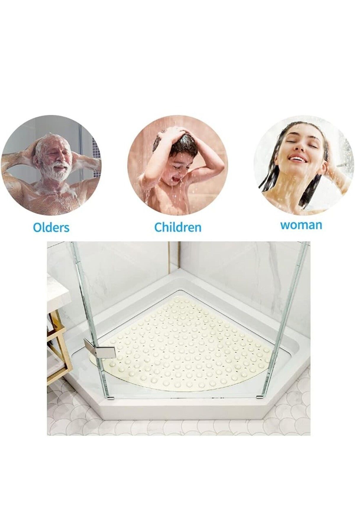 Sea Home Banyo Küveti Kaymaz Paspas Duş Köşe Vantuzlu Gider Delikli Duş Ve Küvet Latte 54x54 Cm M-162