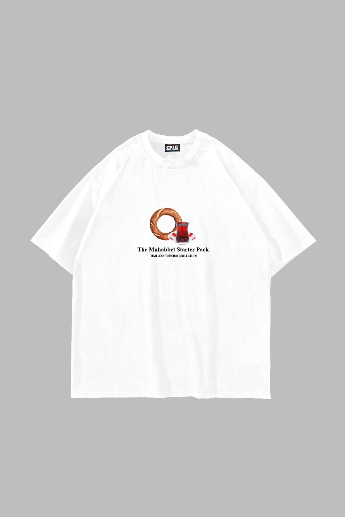 Sekizbiraltı The Muhabbet Baskılı Oversize Unisex Beyaz Tshirt