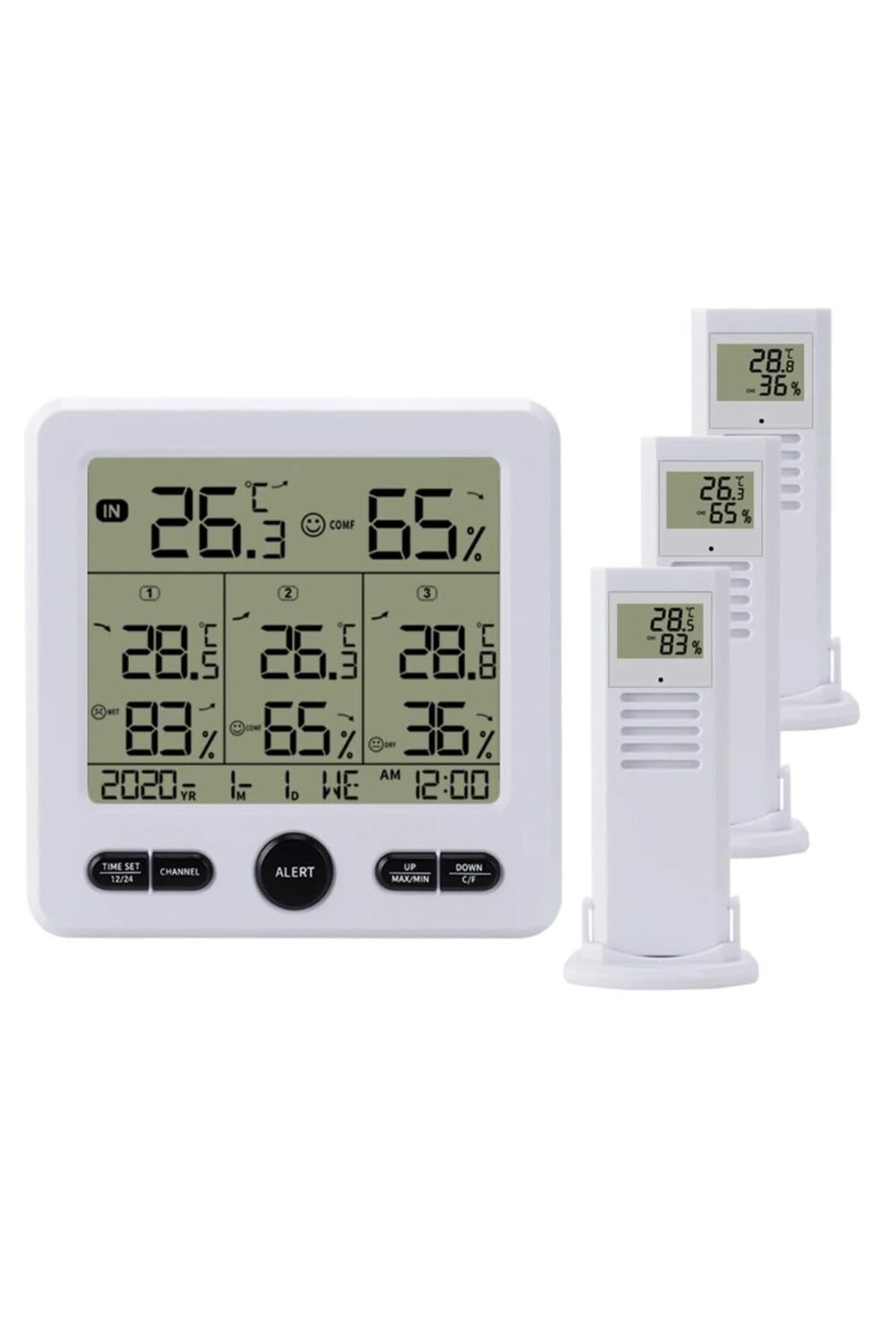 fulina-Indoor digital thermometer, LCD display, 3 placement methods, with humidity display, white 6