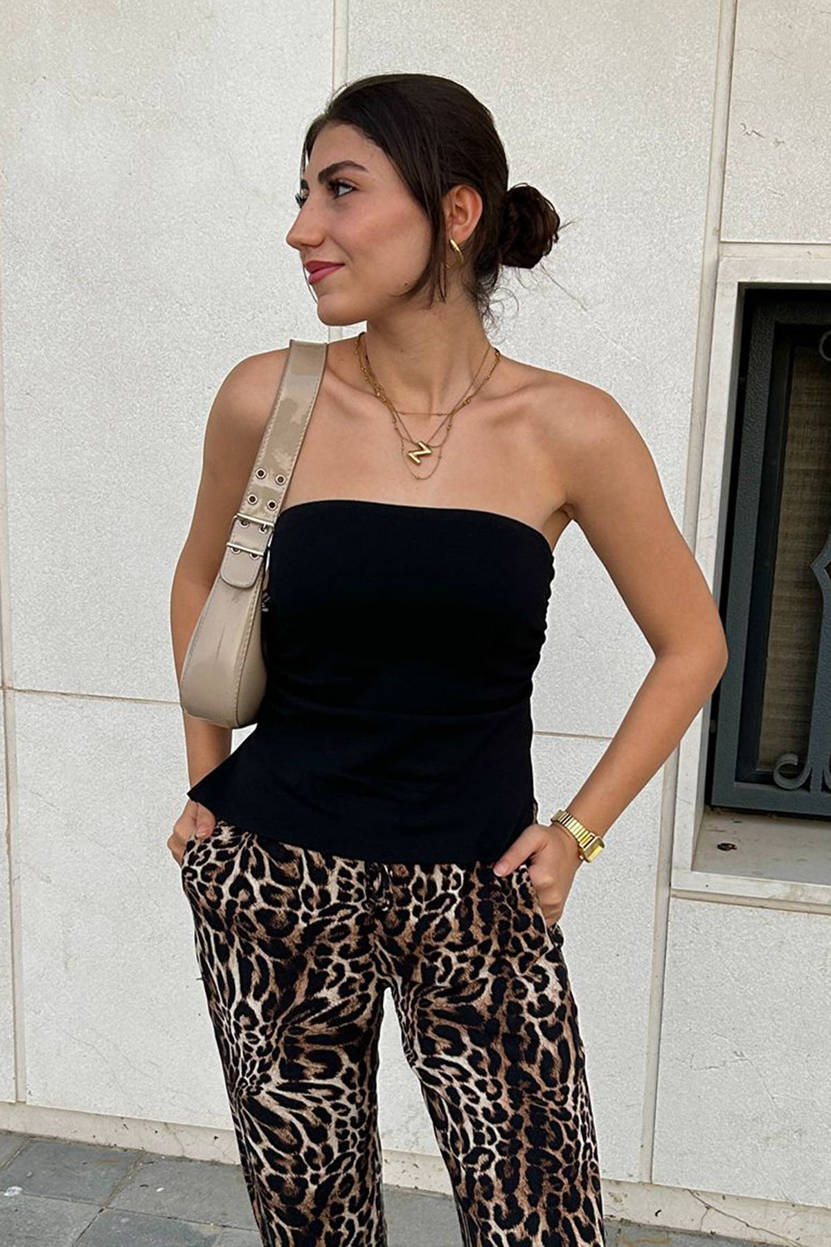 Madmext Siyah Büzgülü Streç Bandeau Top MG2164 görsel 2