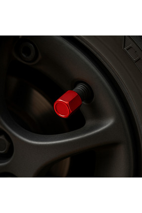 SNSTİCARET Tüm Araçlara Uyumlu Alüminyum Sibop Kapağı 4'lü Set Kırmızı