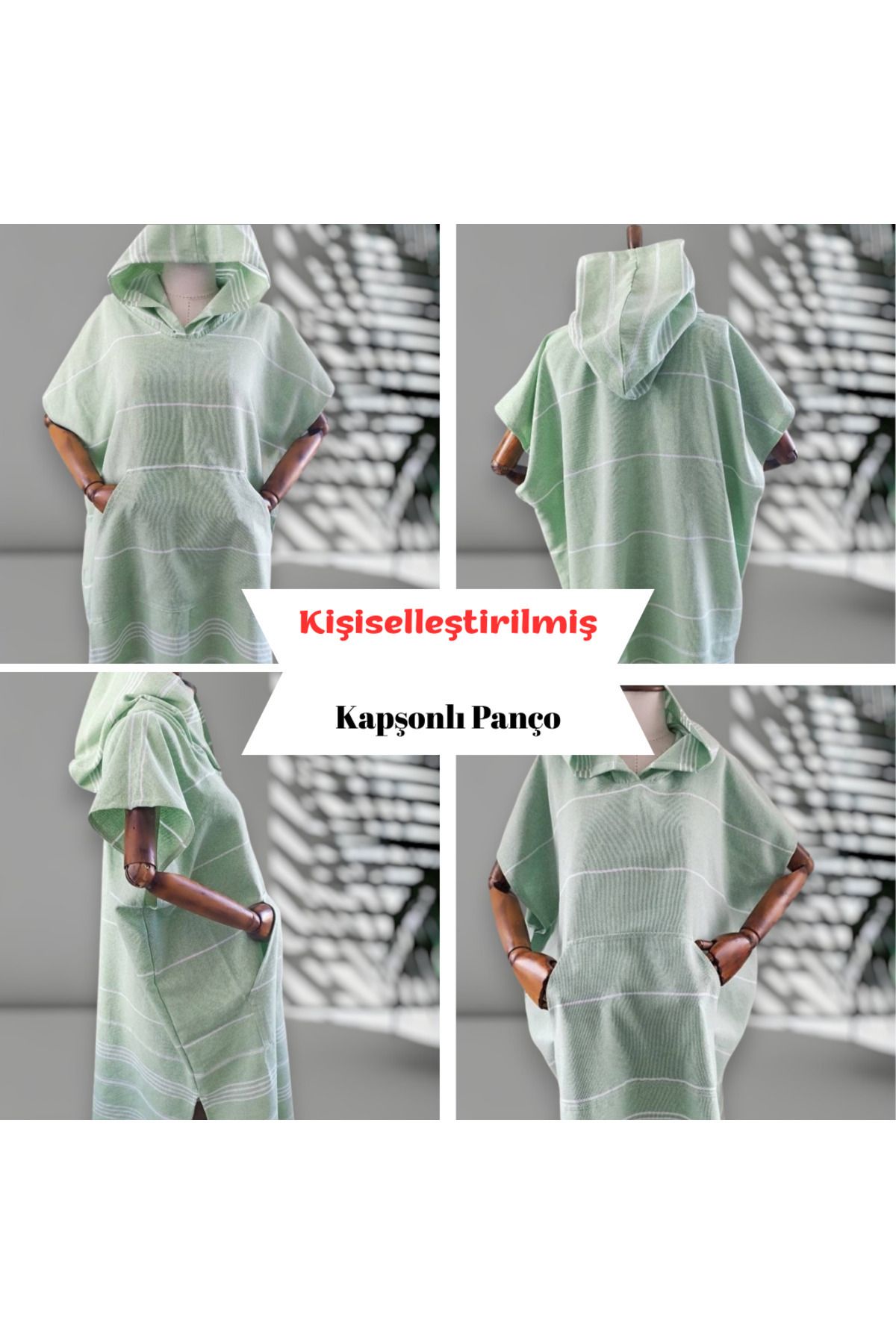 CHIMARIVA Kişiye Özel Nakışlı Kapüşonlu Plaj Pançosu | %100 Pamuk Peştamal Kumaş | İsim Yazılı Havlu Poncho