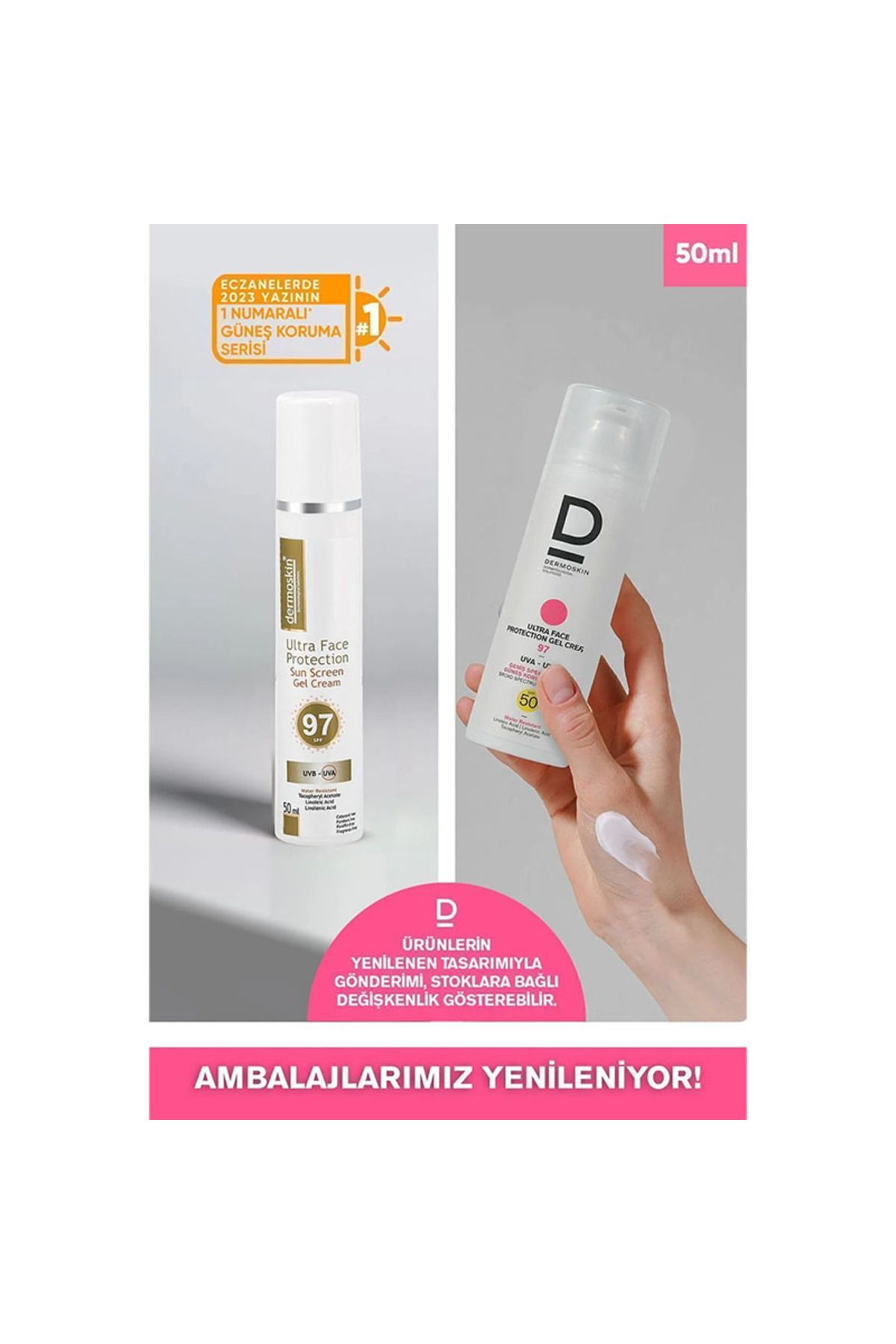 Dermoskin Ultra Face Protection Gel Cream SPF 97 50 ML Tüm Cilt Tiplerine Uygun Suya Dayanıklı