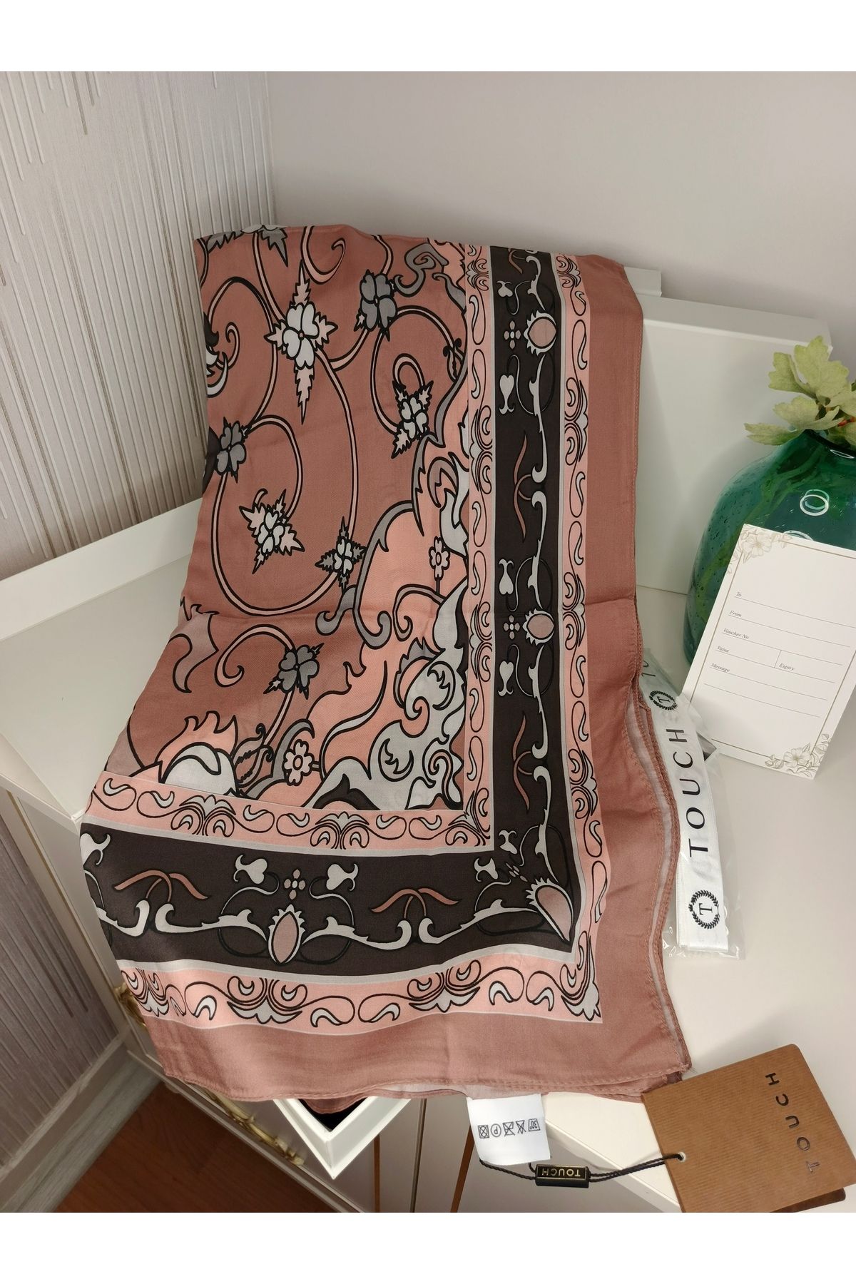 Touch Etnik Desen Pamuk İpek Şal