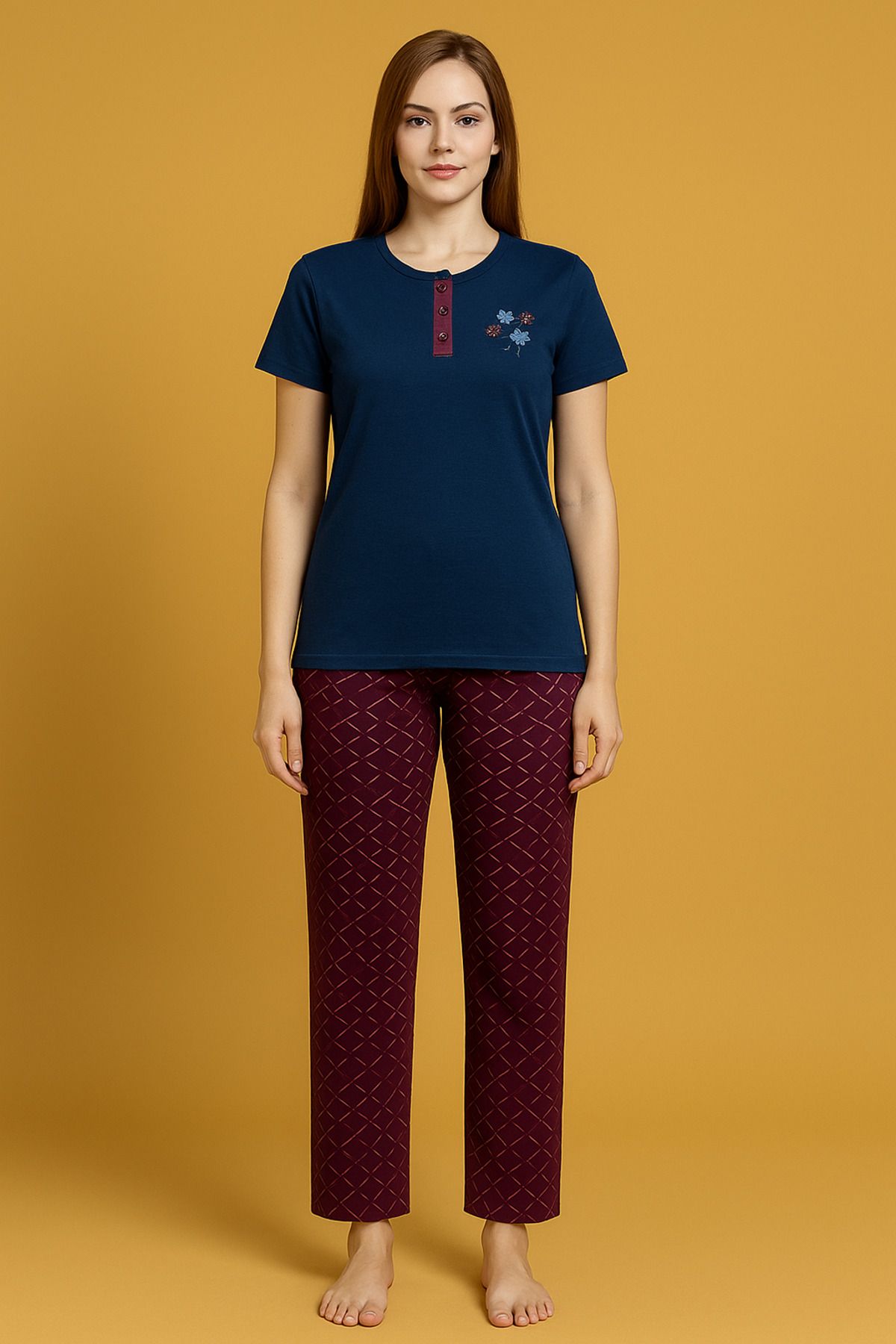 Tasarım Bambu pamuklu pijama takımı