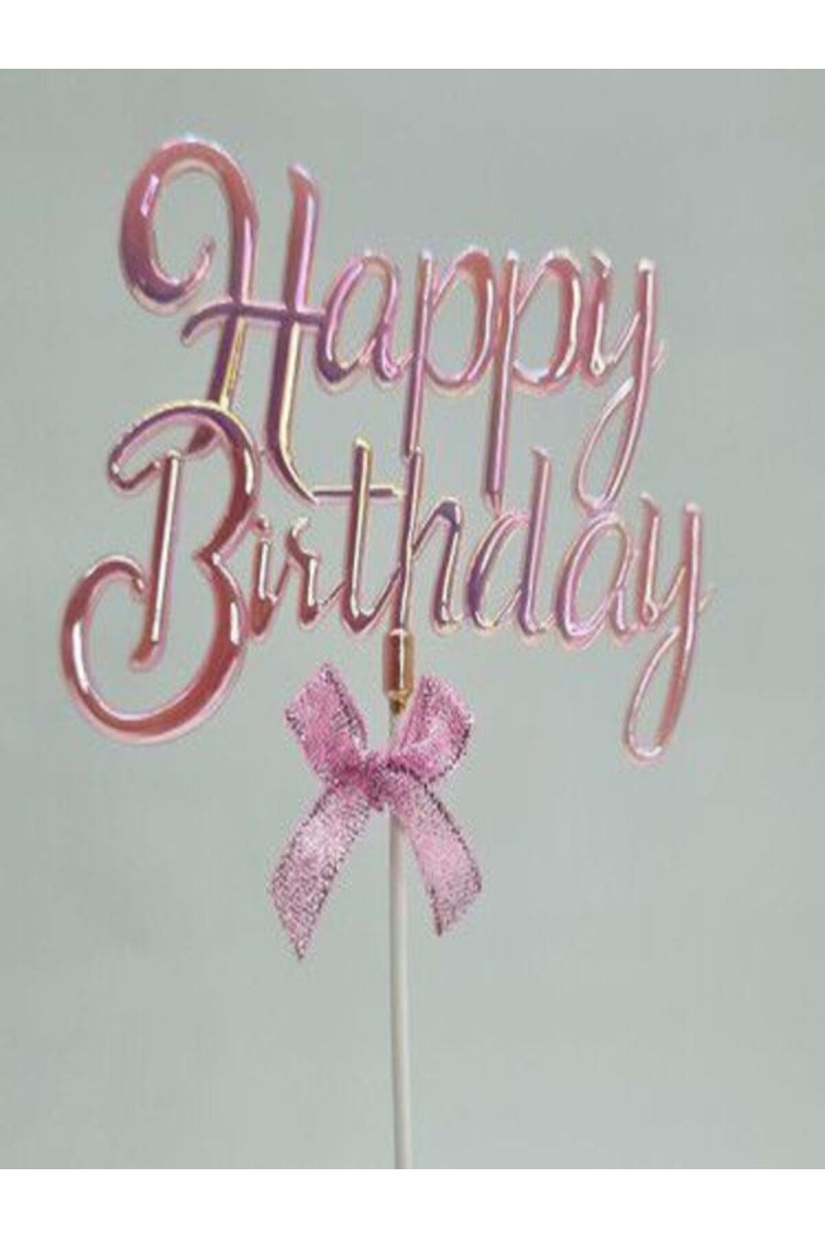 klbk PEMBE RENK HAPPY BIRTHDAY YAZILI DOĞUM GÜNÜ PASTA SÜSÜ