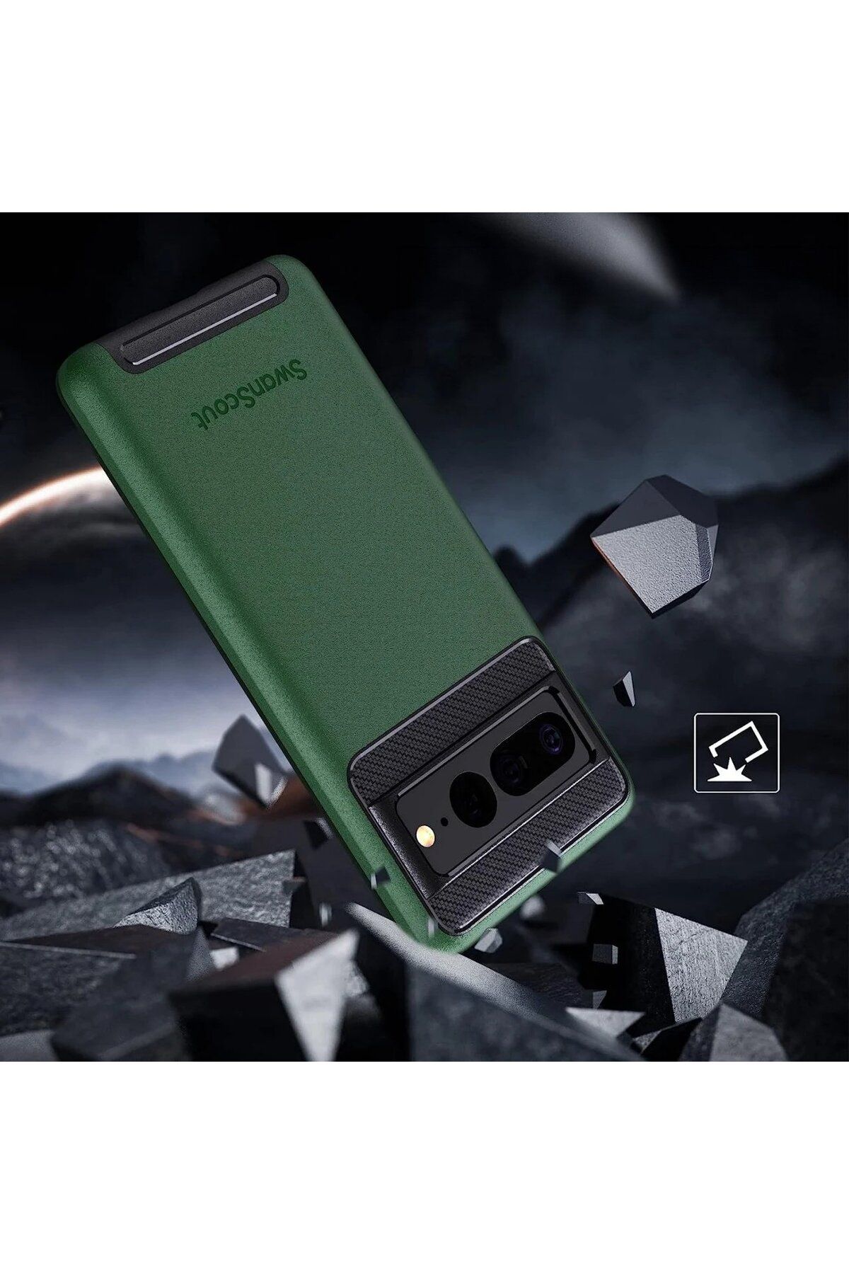 SwanScout-Double-layer protective case for Google Pixel 7 Pro SwanScout, green, polycarbonate, 6.7 inches 3