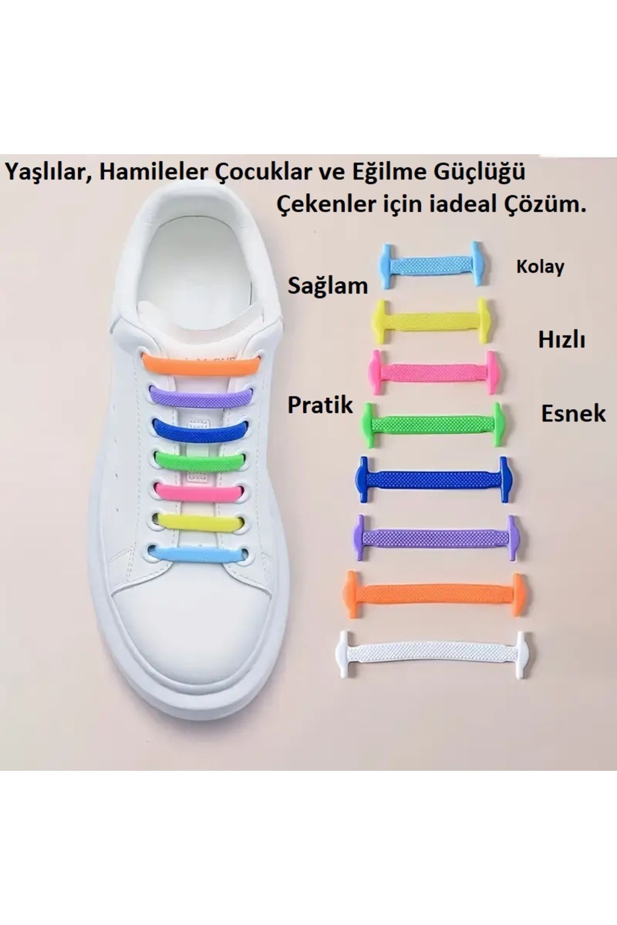 borandtm 16 Parça Set Bağciksiz Silikon Ayakkabı Bağcıkları