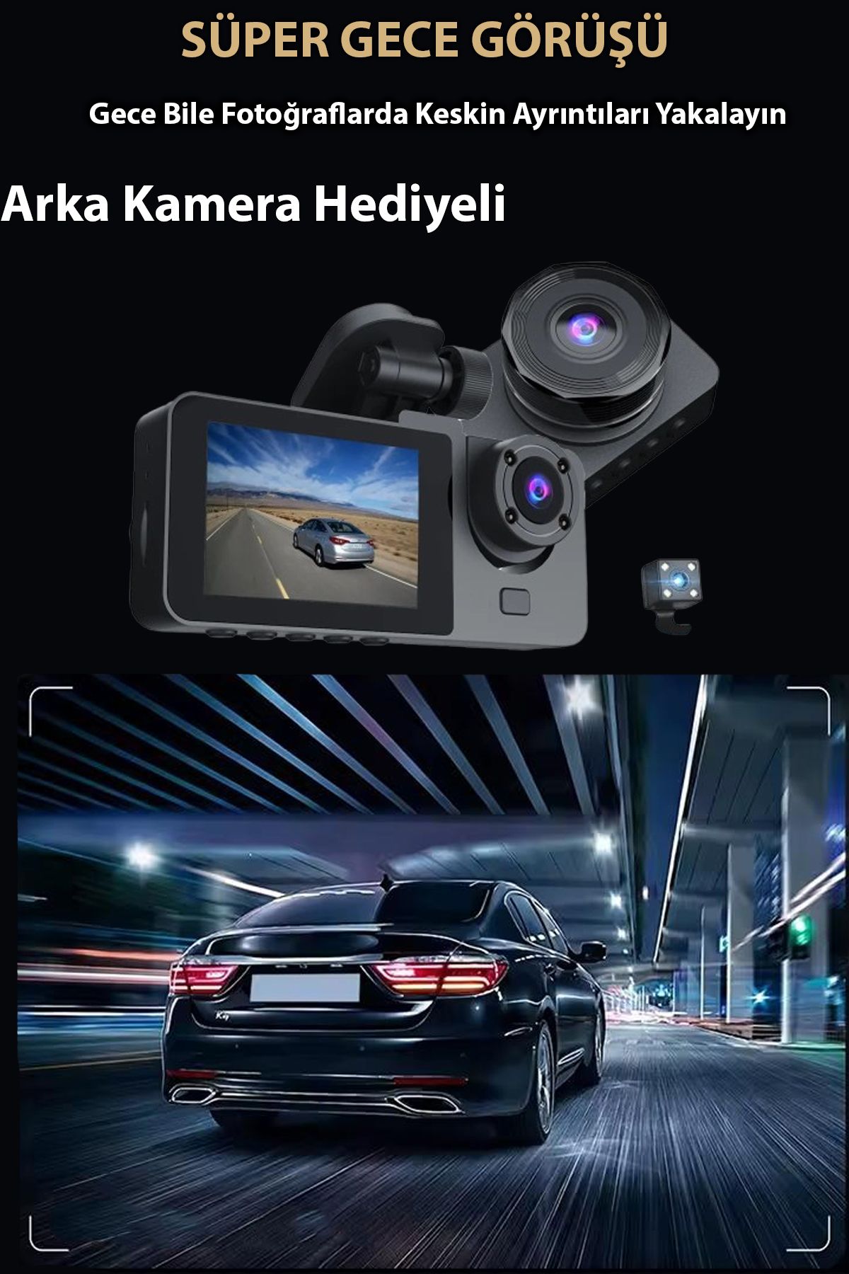 nextbuy Yeni Nesil 2 Inç 3 Kameralı 1080p Yol Kayıt Araç Kamerası(TÜRKÇE MENÜ GERİ GÖRÜŞ HAREKE TSENSÖRÜ)Y15