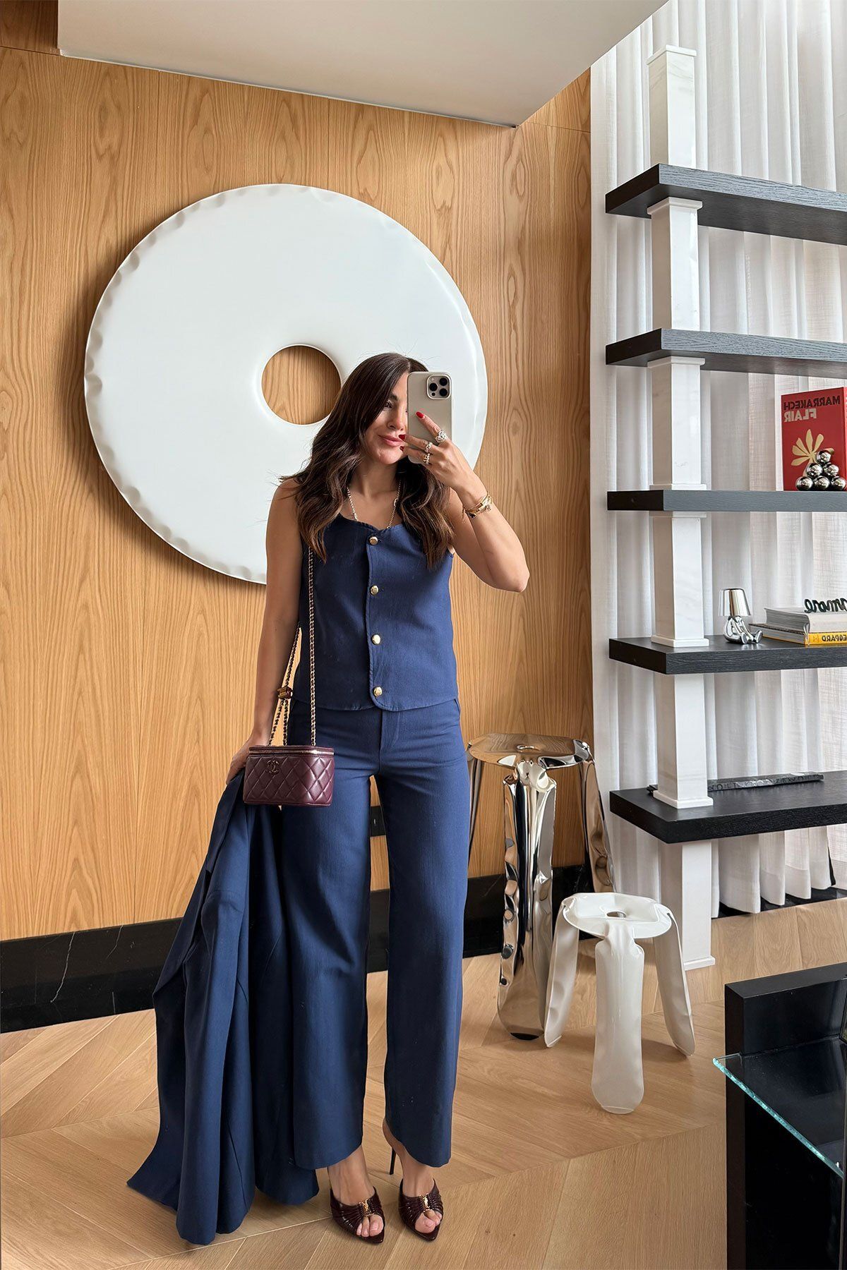 Özge Özgenç Gold Düğmeli Yelek Pantolon Takım