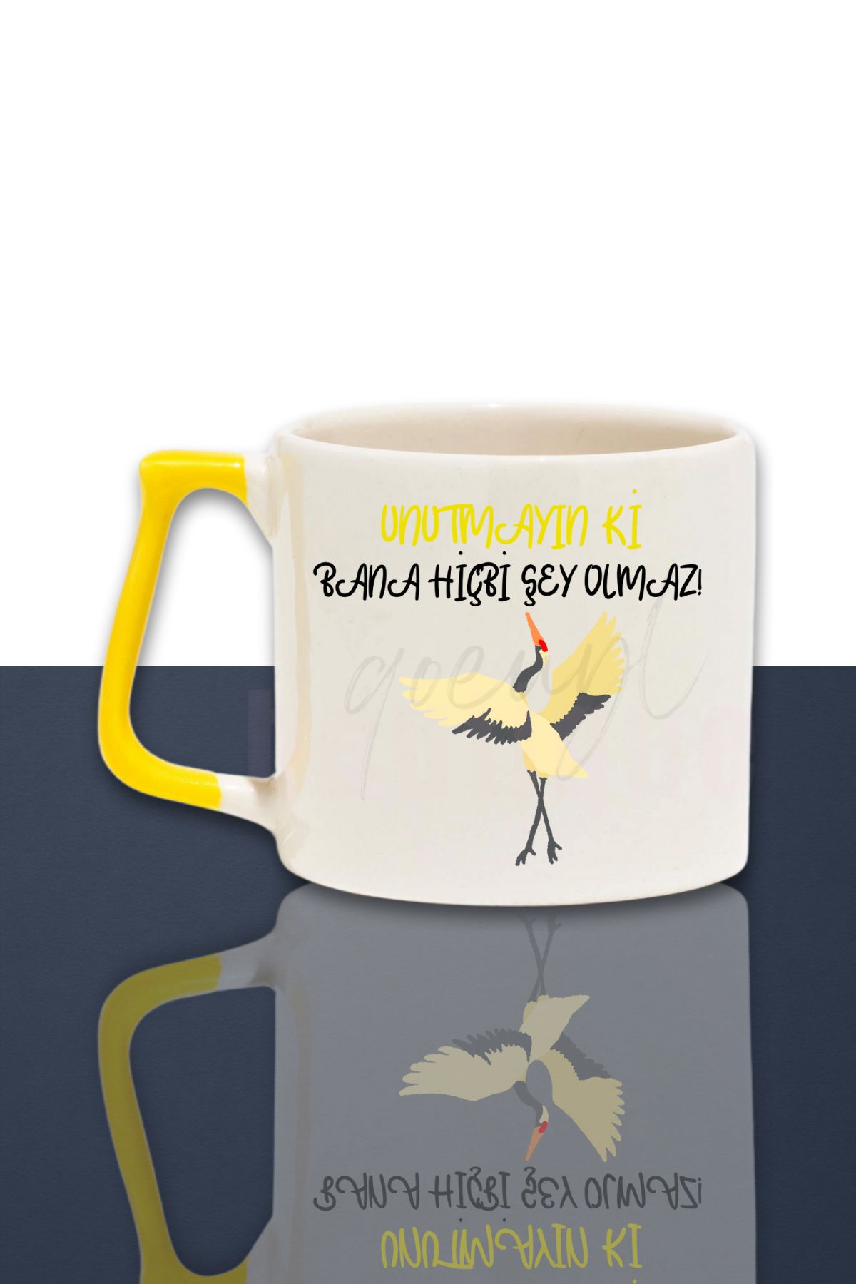qoeuyl boutique Unutmayın ki Bana Hiçbi Şey Olmaz Leylek Baskılı Komik Hediyelik Renkli Kulplu Kupa Bardak