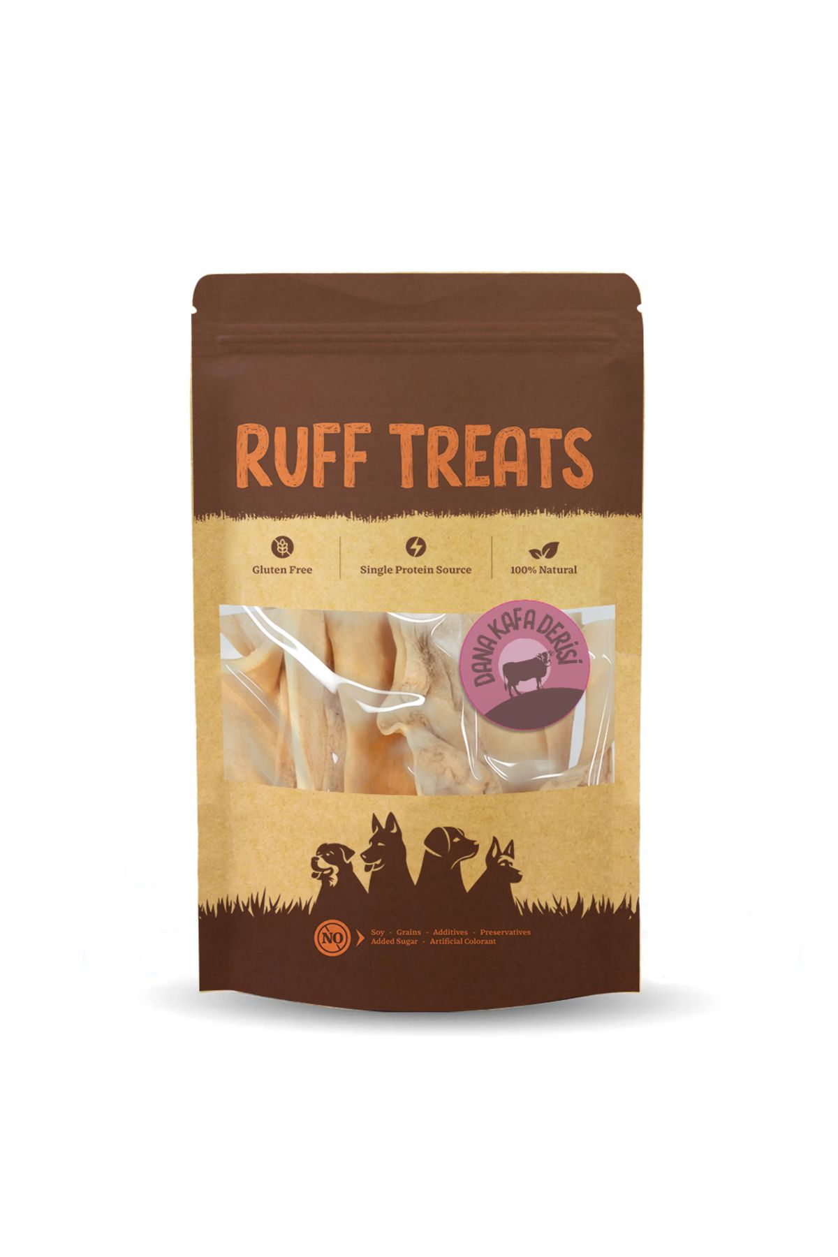 Ruff Treats Kurutulmuş Ödül Maması Dana Kafa Derisi 15cm. - 100gr.