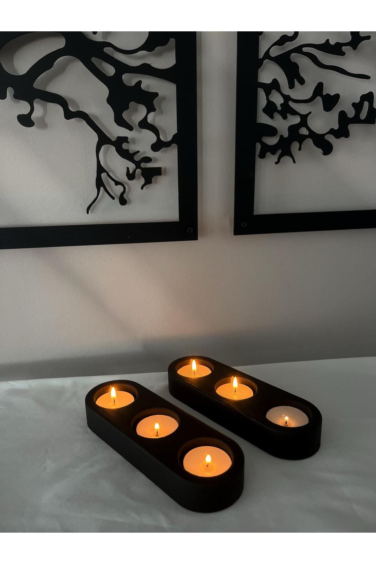 Evosia Design Siyah Tealight Mumluk ( 2 adet )