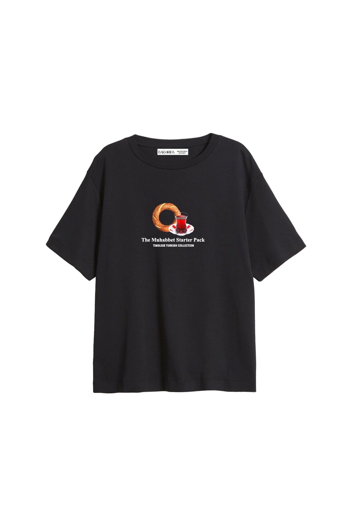 CİNEMA MODA The Muhabbet Baskılı Relaxed Fit Siyah Kadın Tshirt