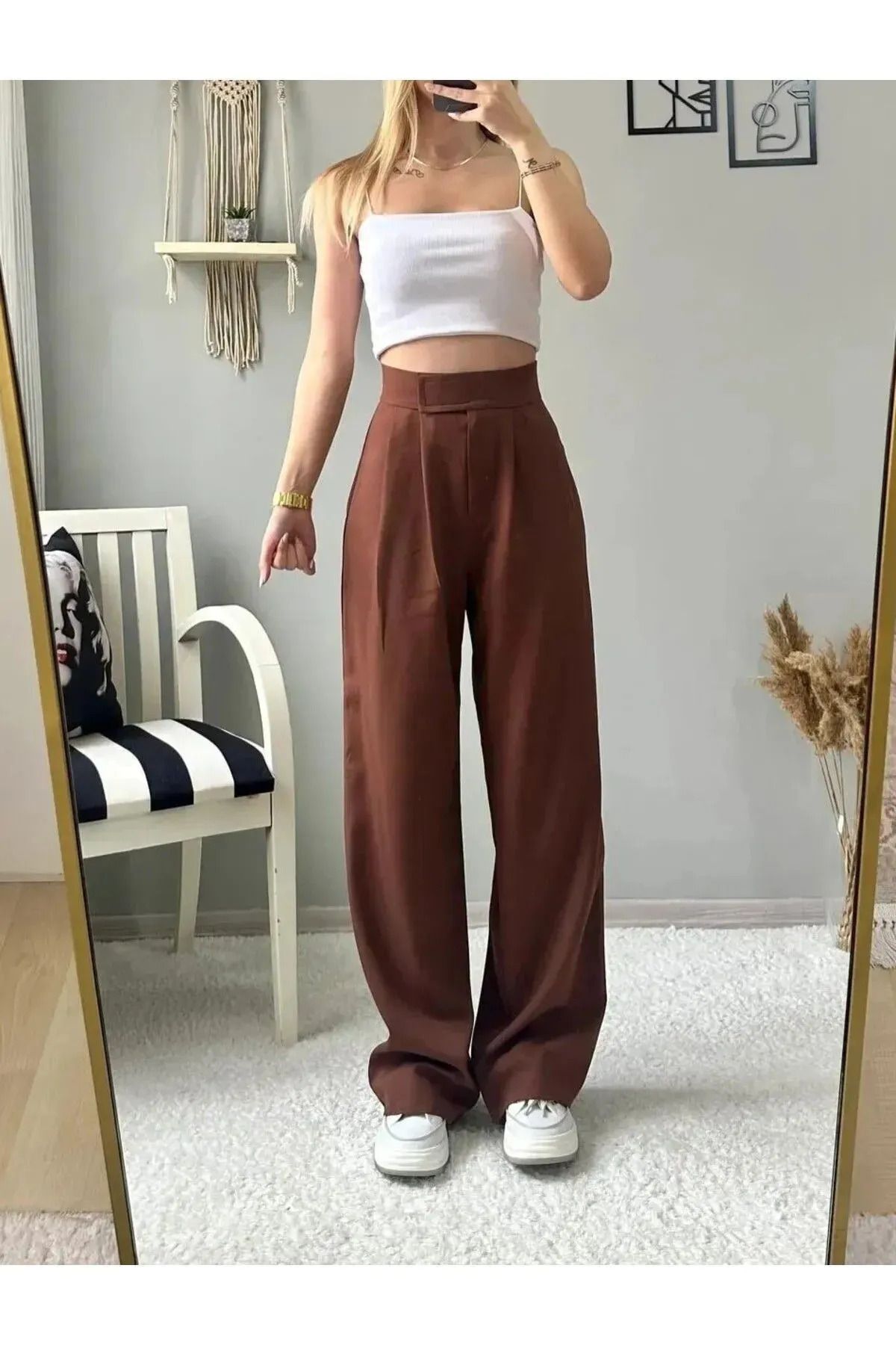 Rift Jeans Cırtlı Palazzo Pantolon