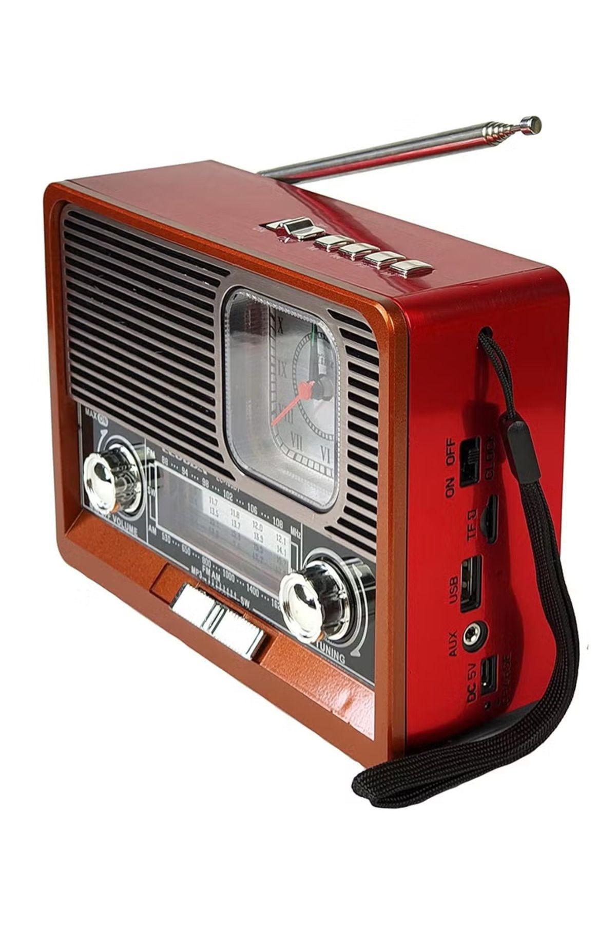 evche-Rechargeable radio supports 8 bands and features multiple functions including USB, TF card, Bluetooth and flashlight. 4