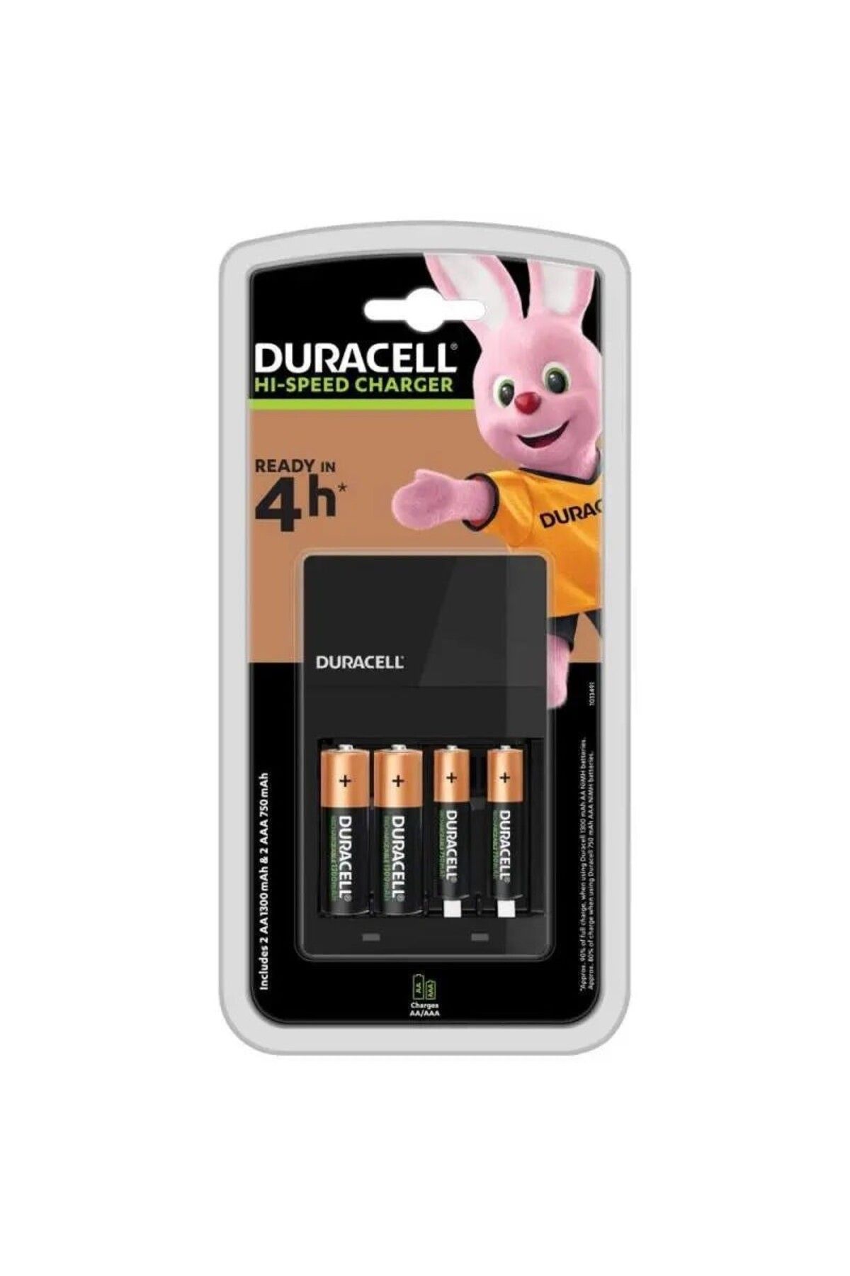 Duracell CEF14 Yüksek Hızlı Pil Şarj Cihazı, 4 saat (1 adet) + Şarj Edilebilir AA ve AAA Pil (2'şer