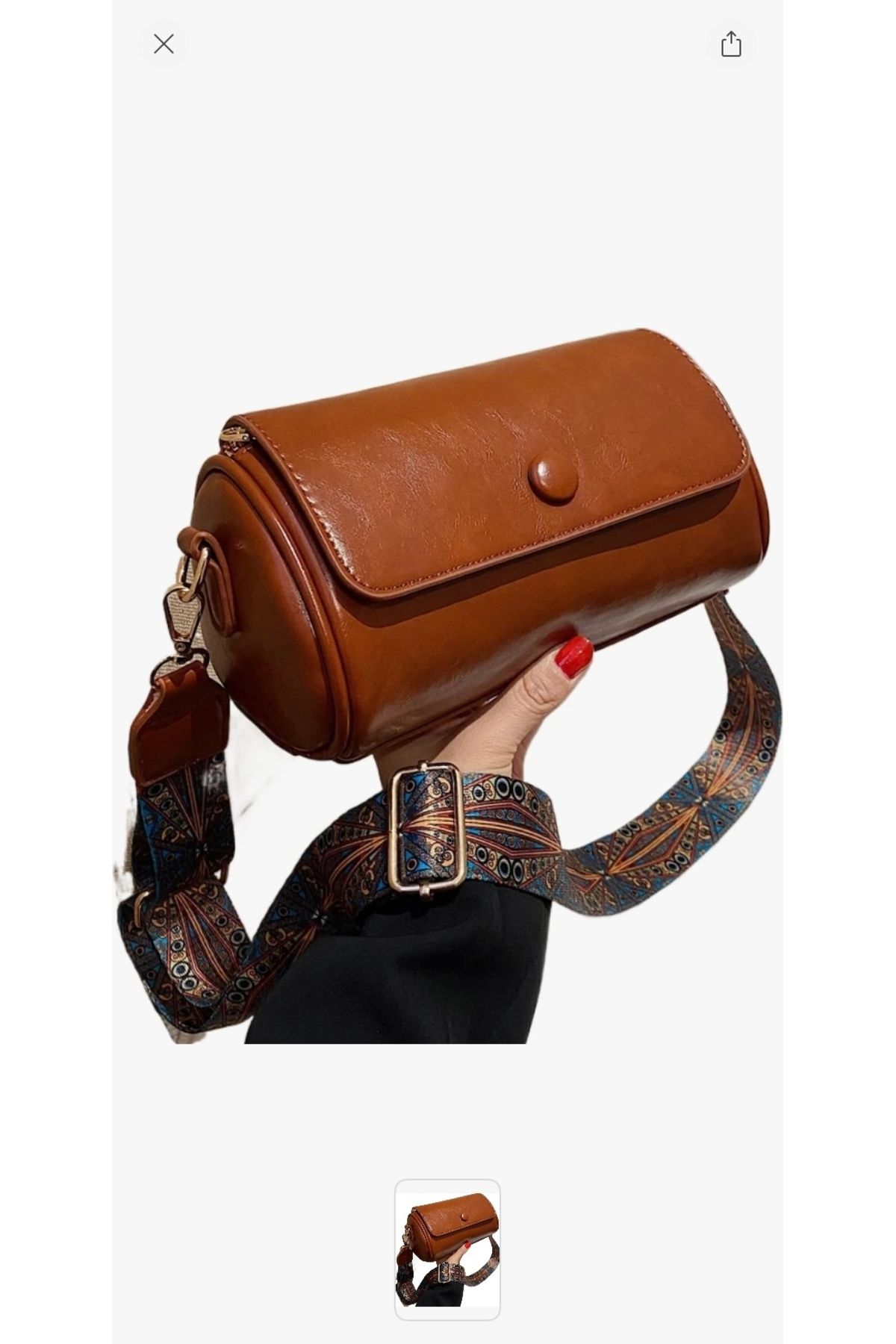 Melis Tansu Retro Silindirik Kadın Çanta–Geniş Askılı Crossbody & Omuz Çantası, PU Deri Küçük Boy