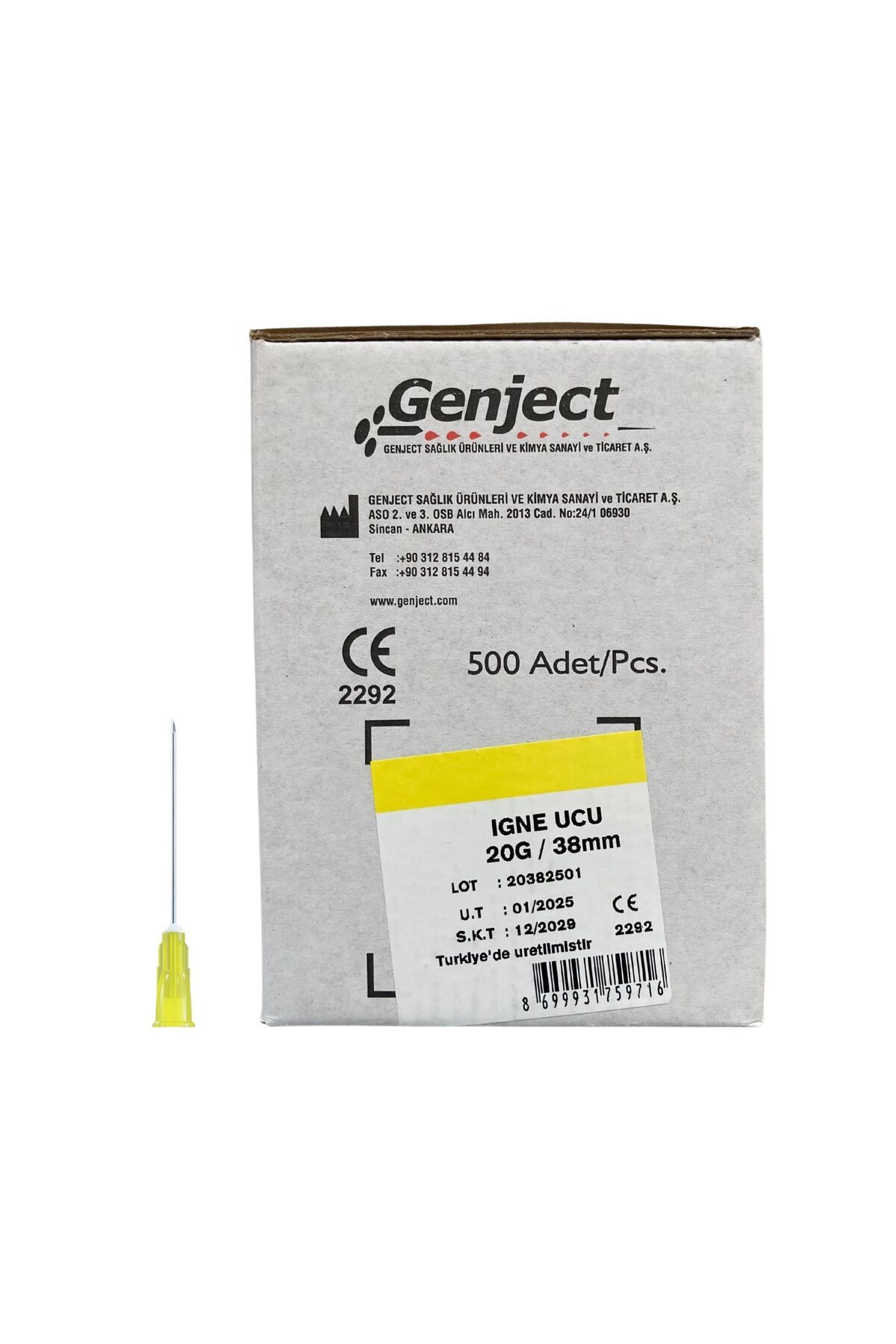 Genject - Enjektör Ine Ucu 38mm Sarı 20g - 500 Adet