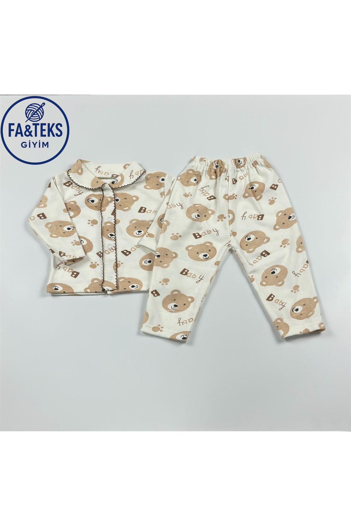 Butik Ayıcık Desenli Bebek Pijama Takımı
