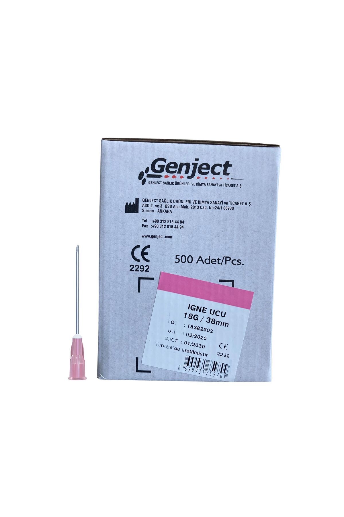 Genject - ENJEKTÖR İNE UCU PEMBE 18G - 500 ADET