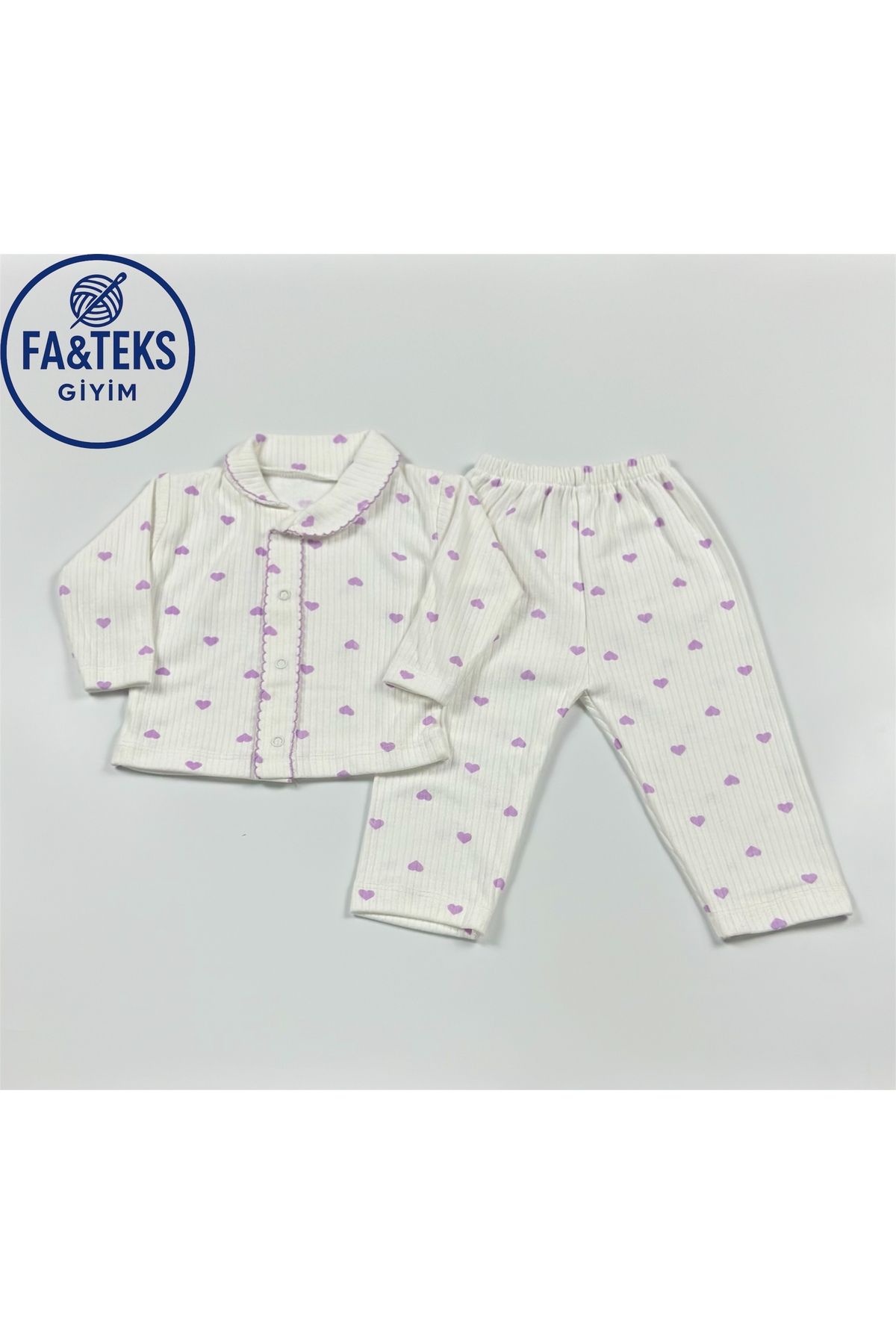 Butik Kalp Desenli Kız Bebek Pijama Takımı