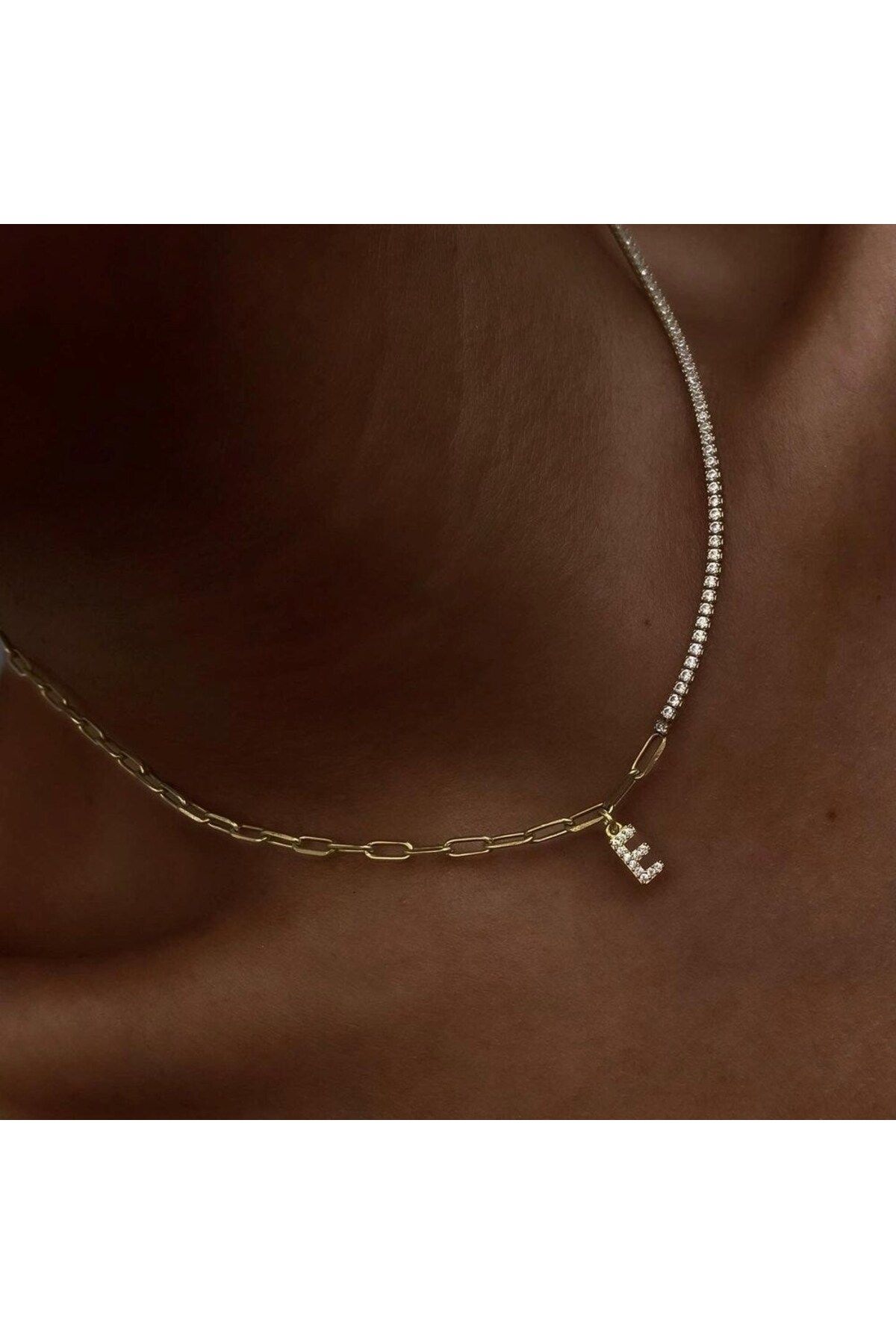 beonejewelry HARFLİ YARI SU YOLU KOLYE | 925 GÜMÜŞ