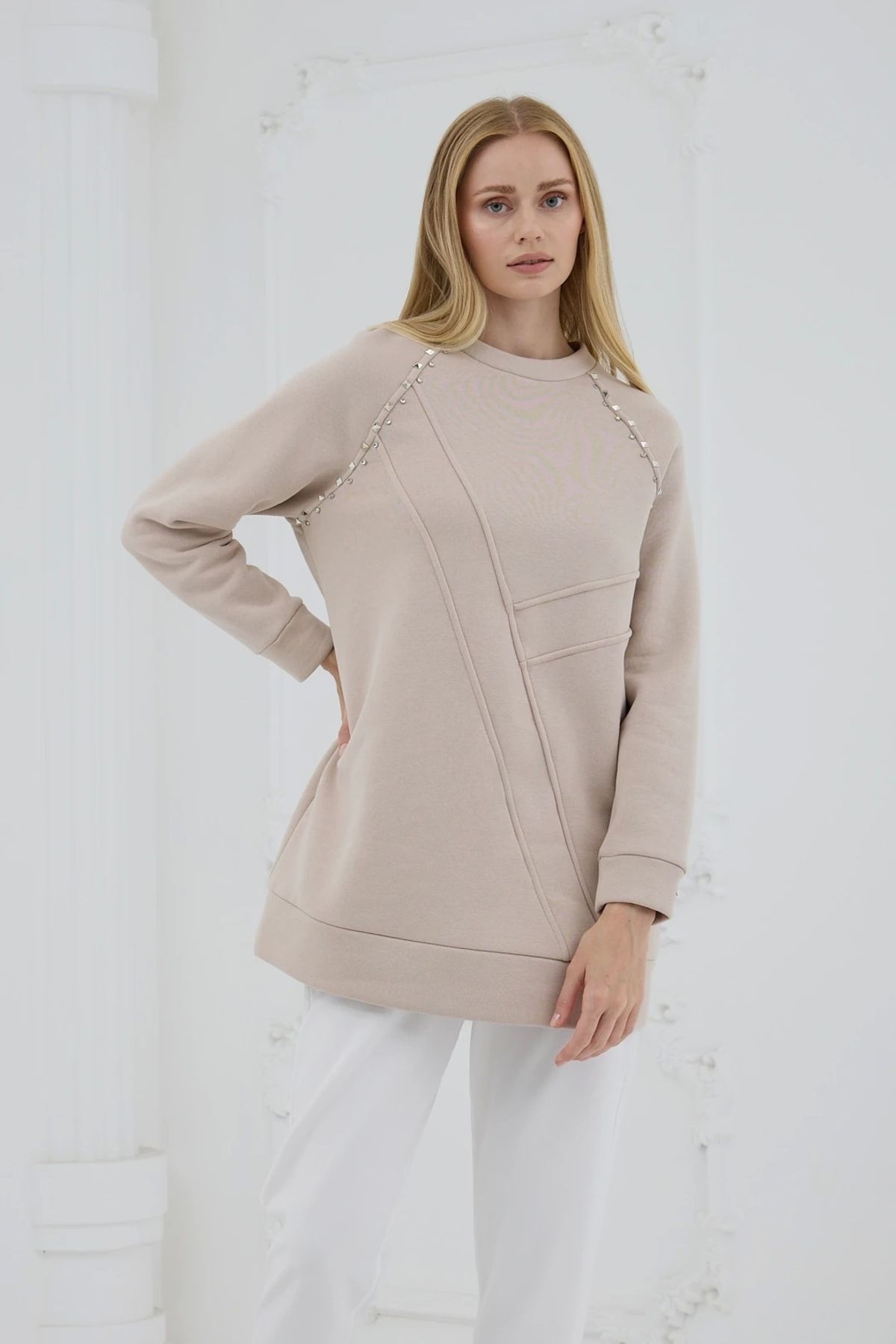 ladrans Taş Detaylı Parçalı Sweatshirt