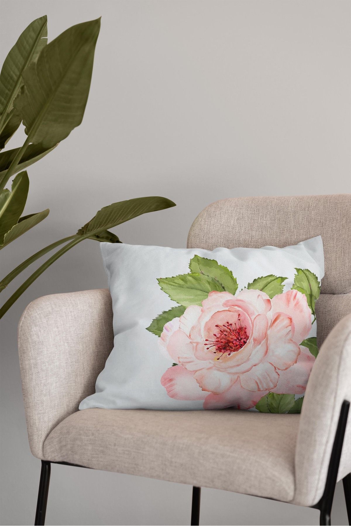 Home Seray Home Pembe Çiçekli Çift Tarafı Desenli Kırlent Kılıfı