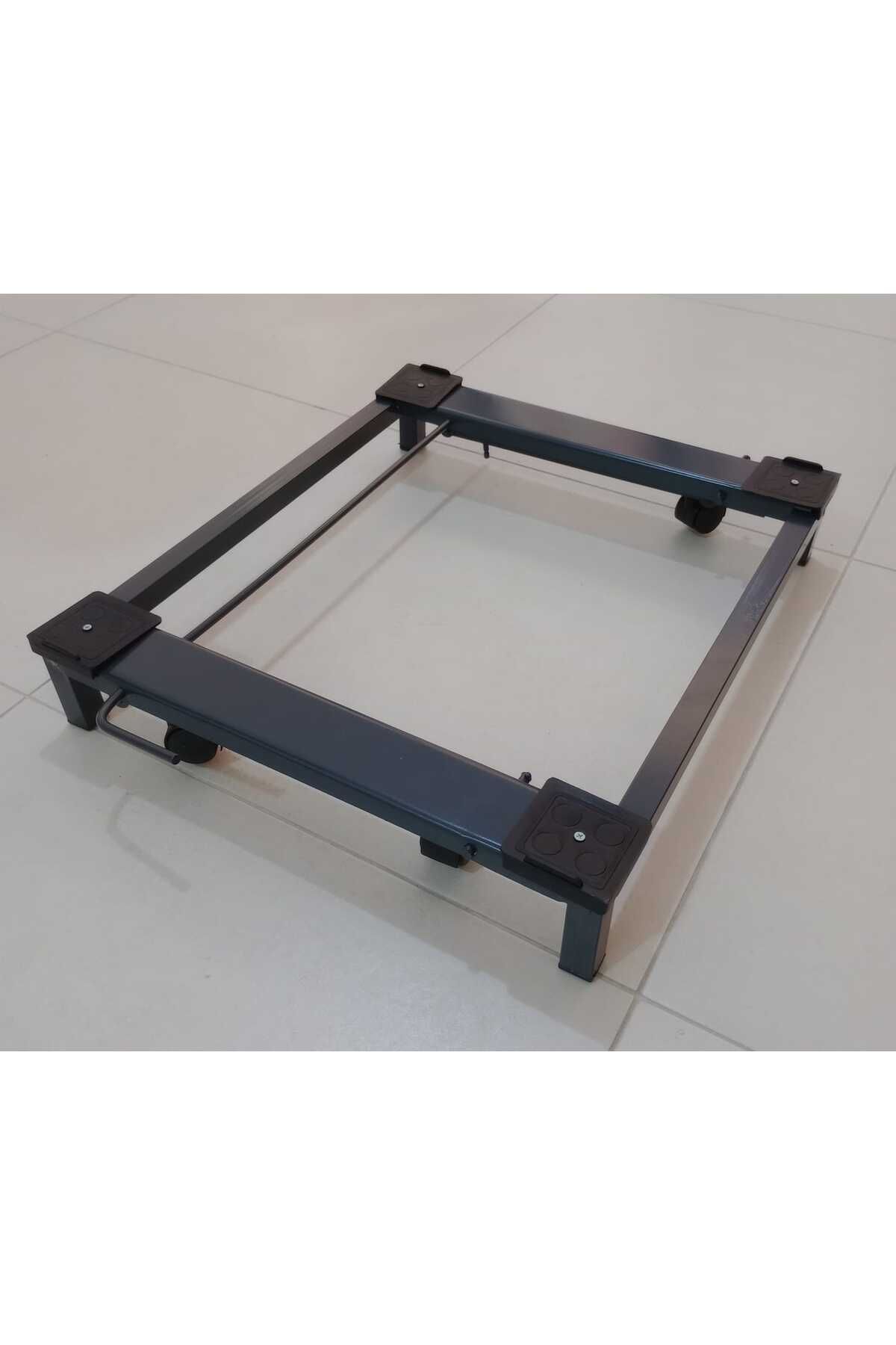 TRENDESK Metal Beyaz Eşya Altlığı GRİ renk Frenli Çeksür makine Altlığı Tekerlekli 51,5*61,5 CM 1105-CN